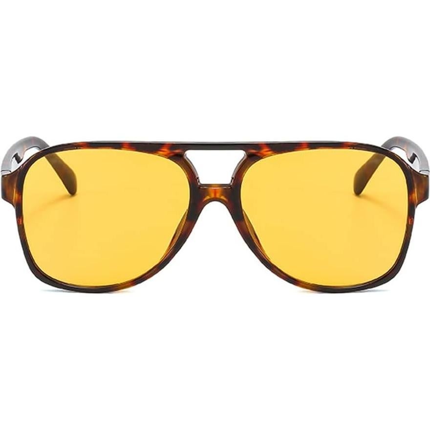 Gafas de sol aviador retro UV400 unisex amarillas grandes