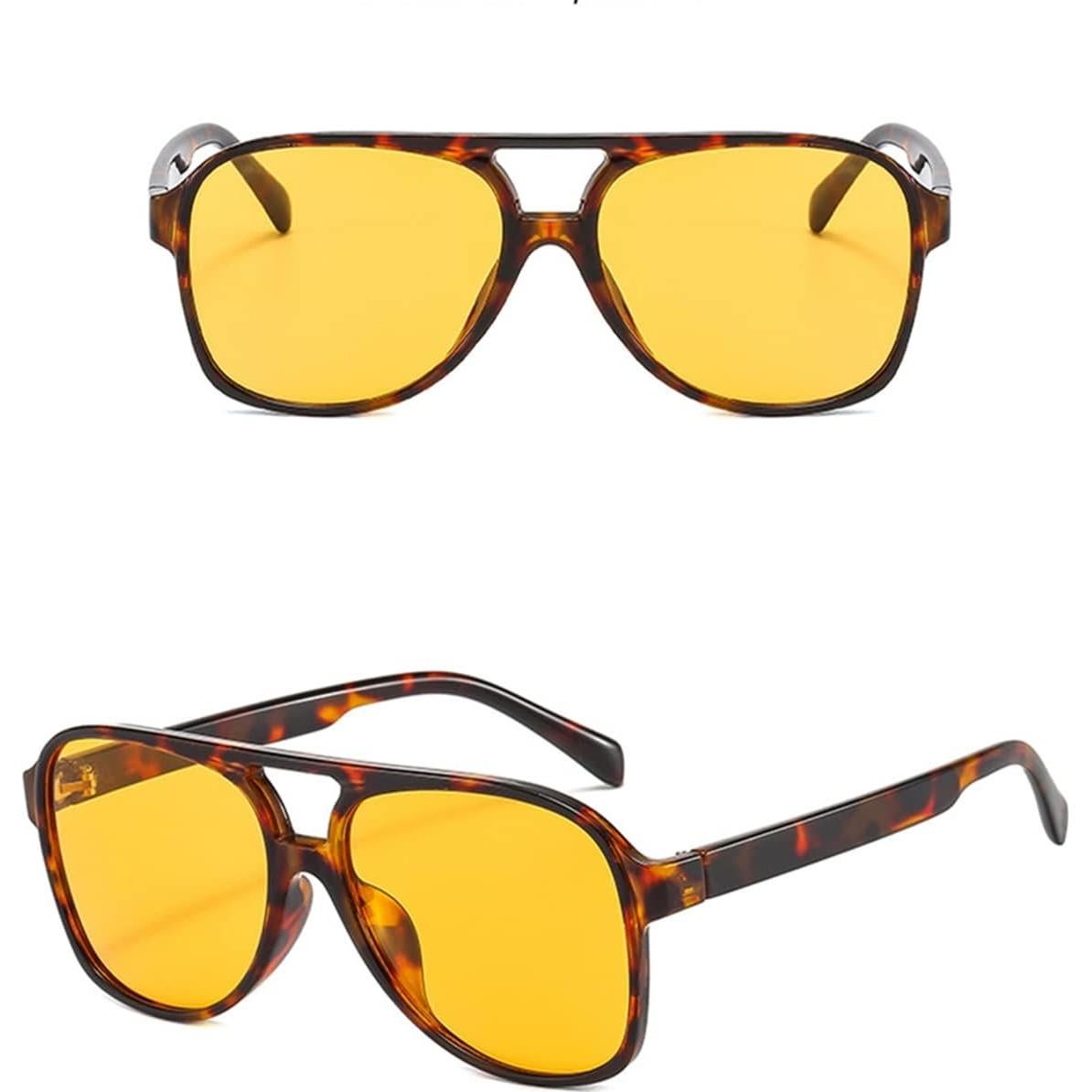 Gafas de sol aviador retro UV400 unisex amarillas grandes