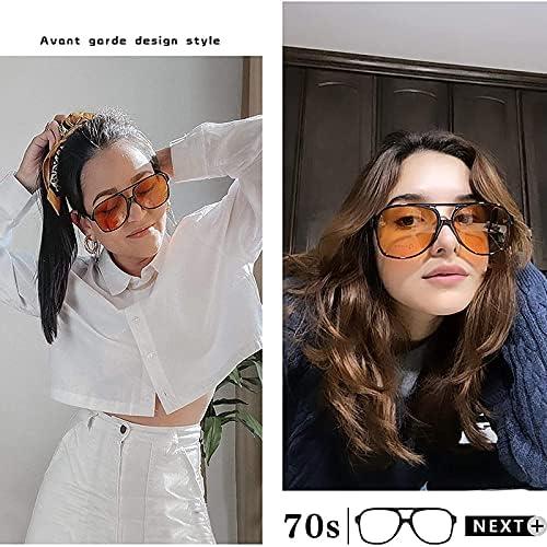 Gafas de sol aviador retro UV400 unisex amarillas grandes