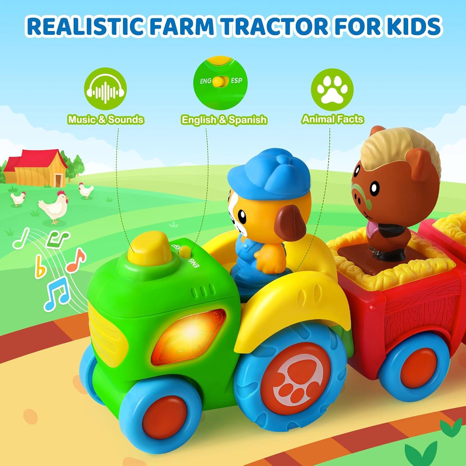 Tractor Musical de Granja para Niños 1-3 Años con Animales
