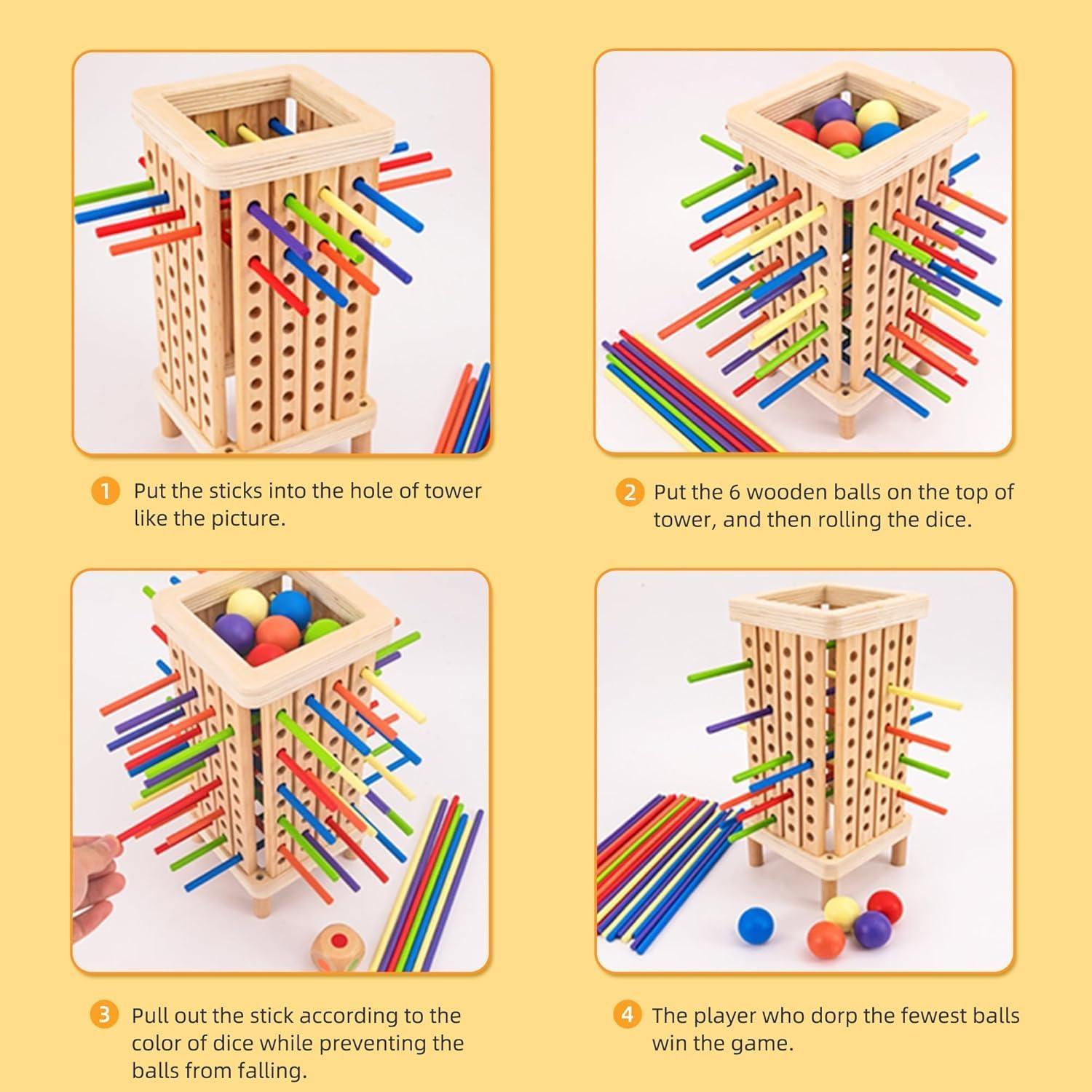 Juego de Mesa Montessori Pichoi de Madera para Niños 3-6 Años