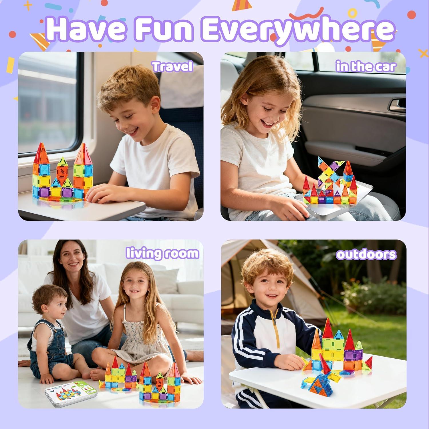 Juego de Bloques Magnéticos 3D 70 Piezas Montessori STEM