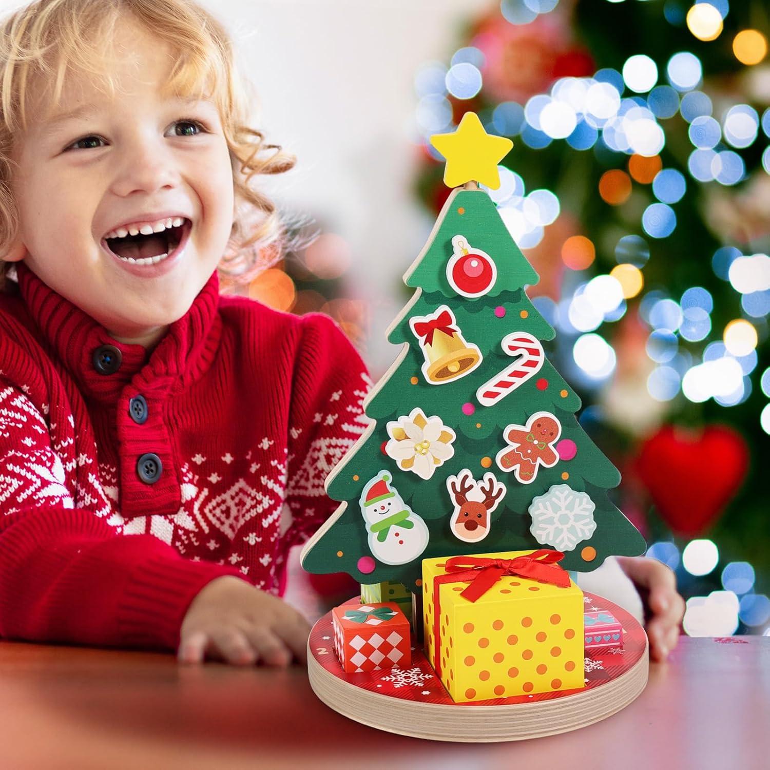 Juguete Magnético de Árbol de Navidad Woodtoe para Niños 3-6 Años