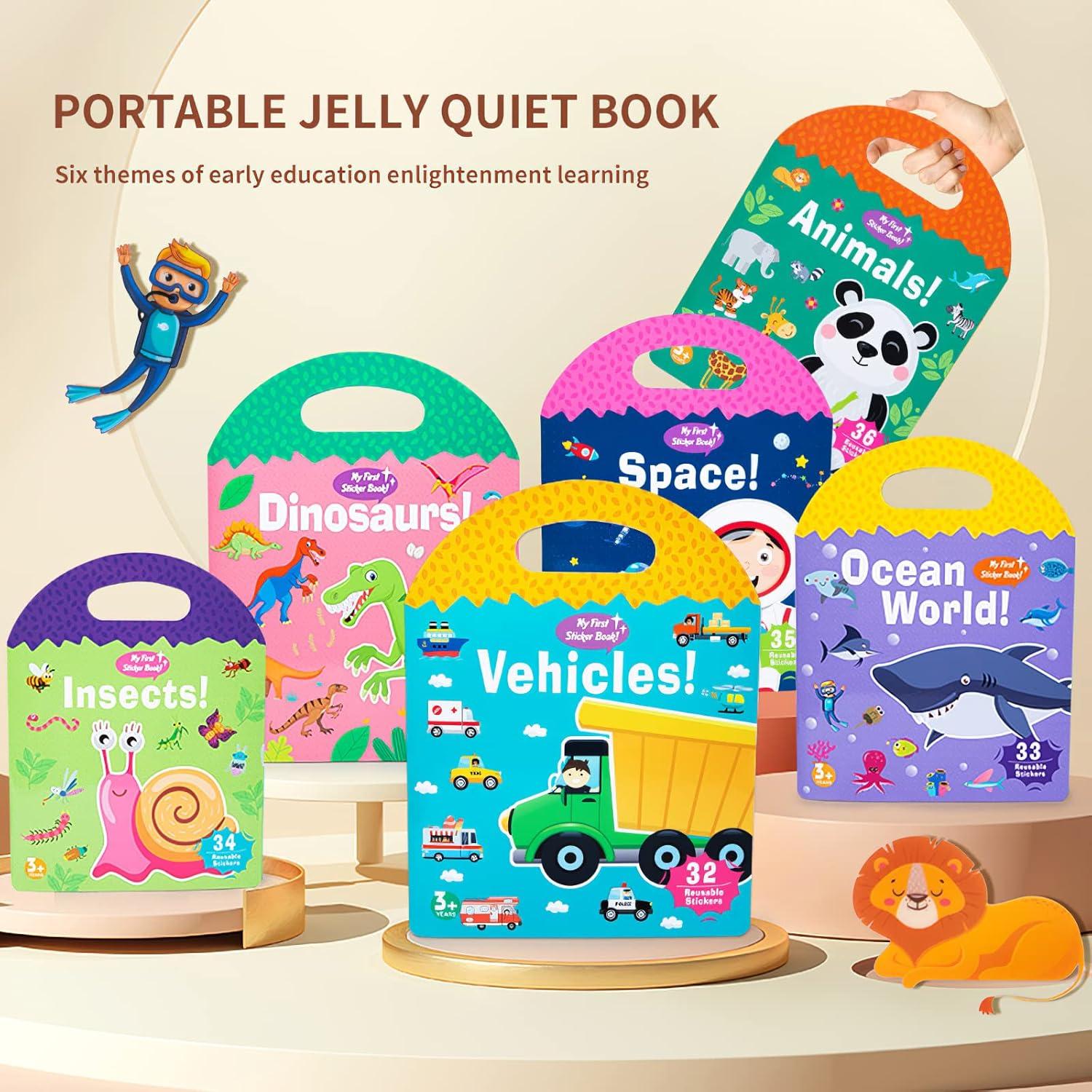 Libro de Pegatinas Reutilizables Jelly para Niños 2-4 Años - Vehículos