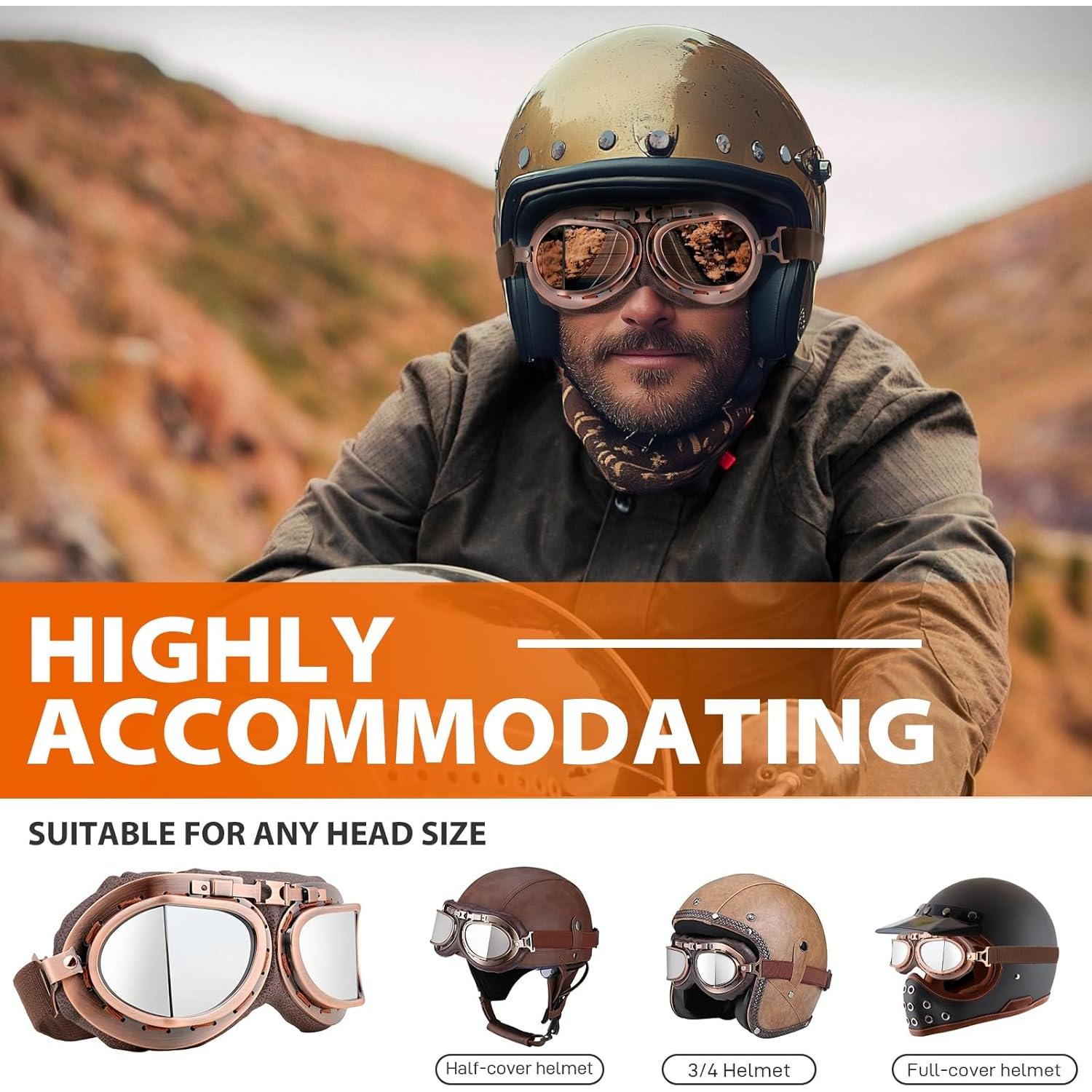 Gafas de Moto DREAMIZER Plata UV Vintage para Pilotos