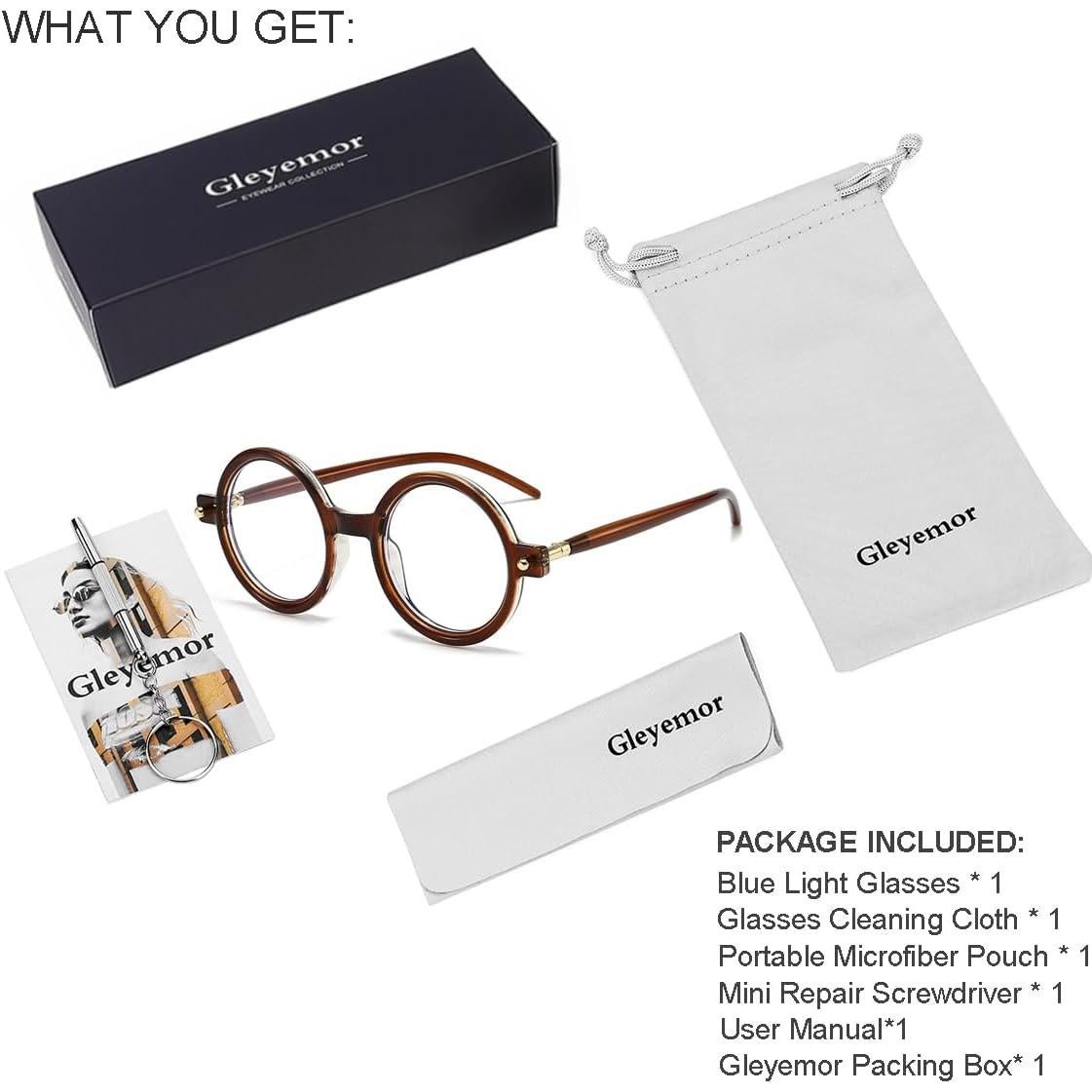 Gafas Redondas Gleyemor Vintage Unisex Anti Luz Azul