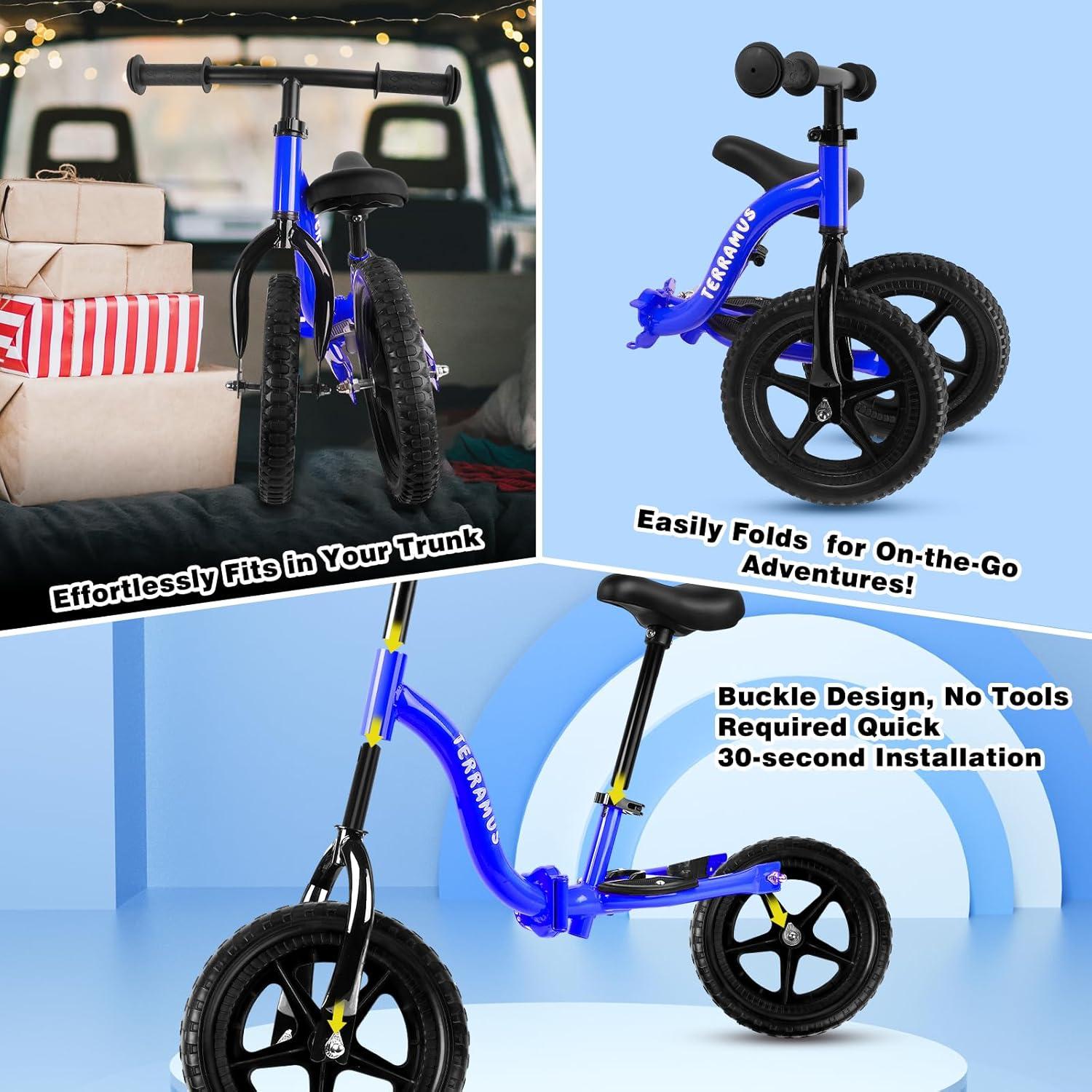 Bicicleta de Equilibrio TERRAMUS 12" Azul Ajustable 2-5 Años