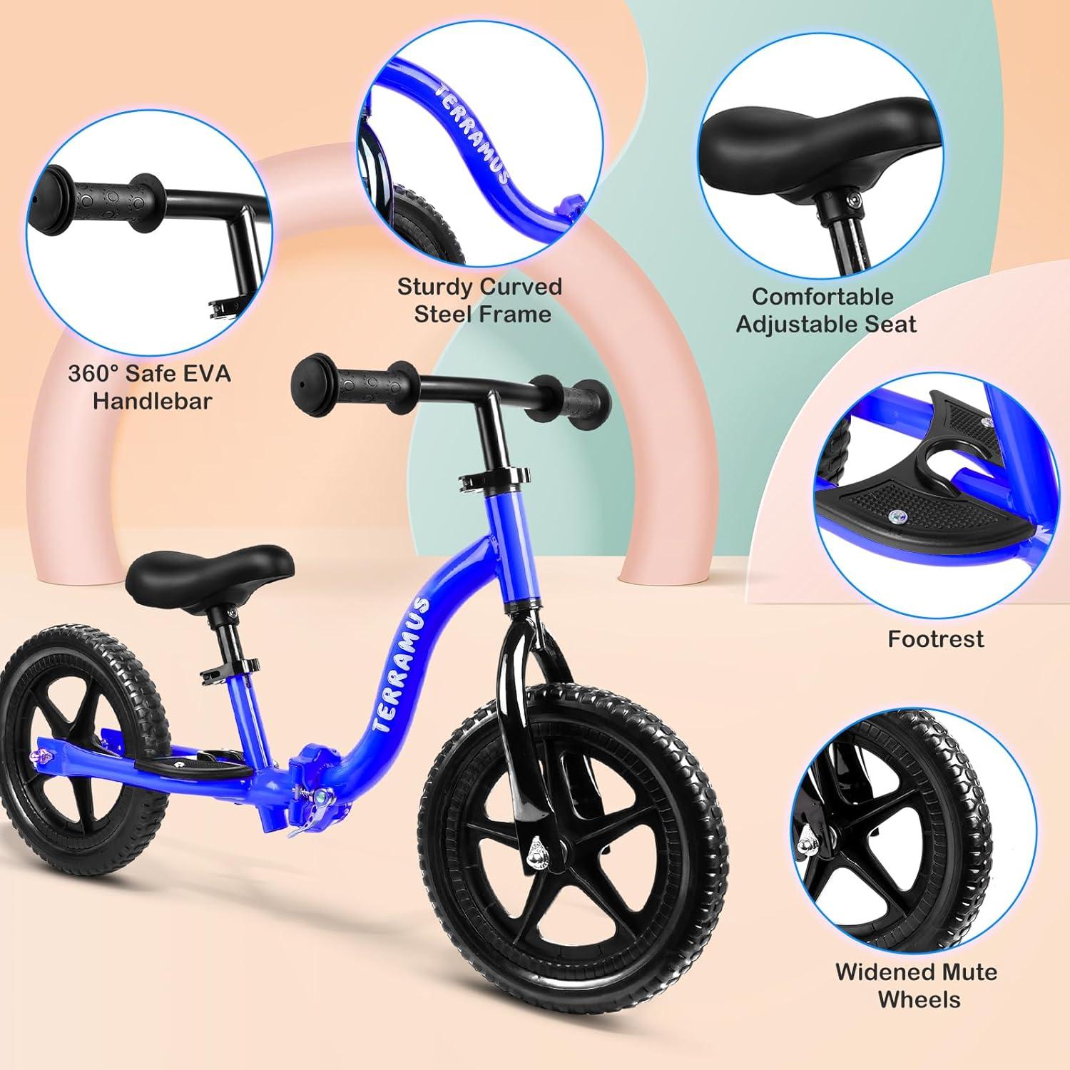 Bicicleta de Equilibrio TERRAMUS 12" Azul Ajustable 2-5 Años