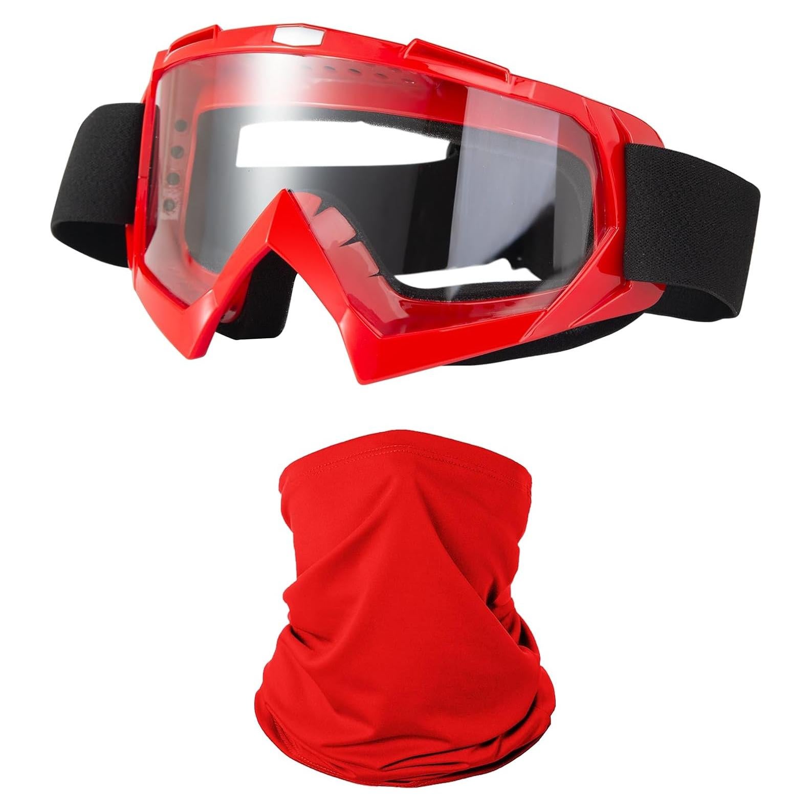 Gafas de Motocicleta LJDJ con Balaclava UV Rojo