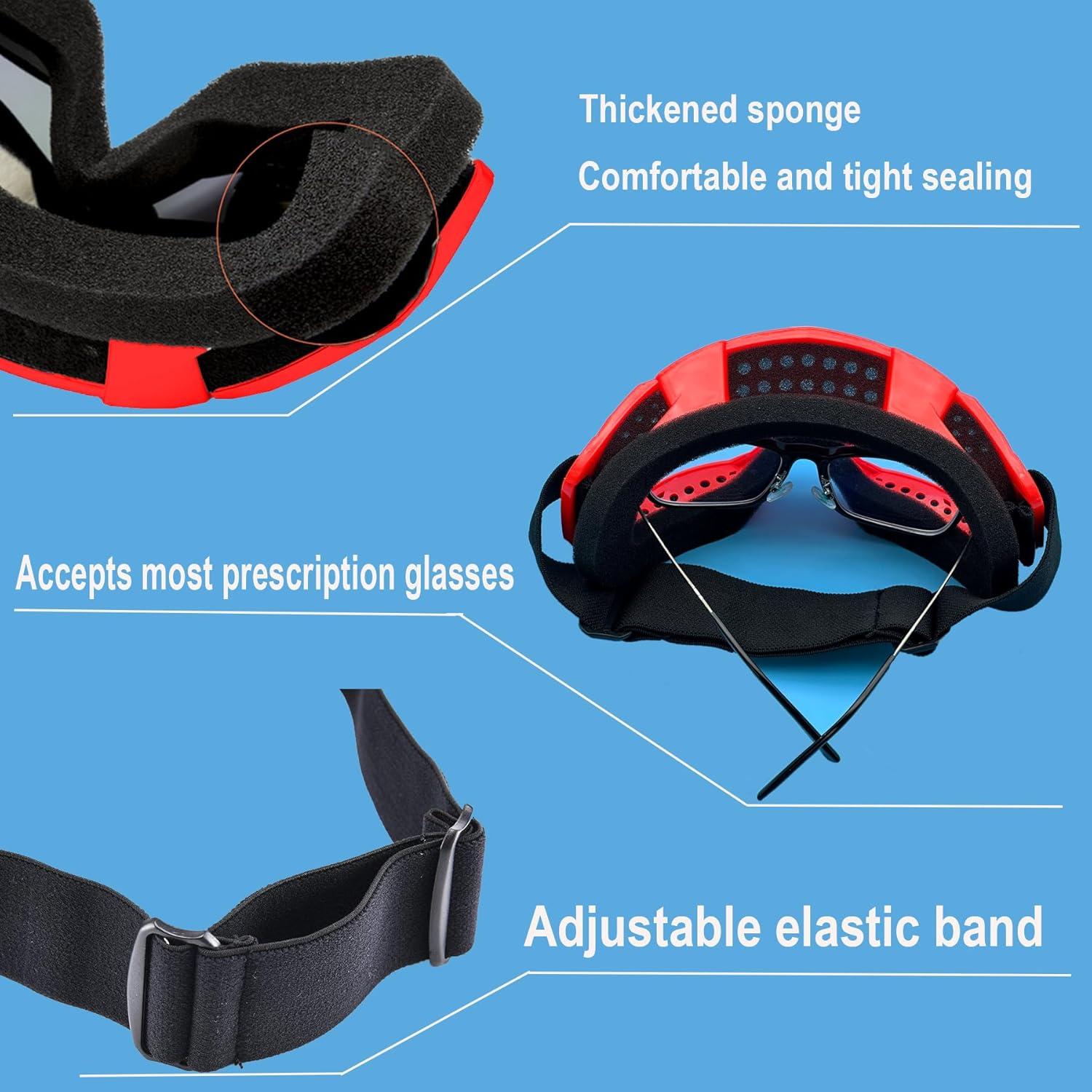 Gafas de Motocicleta LJDJ con Balaclava UV Rojo