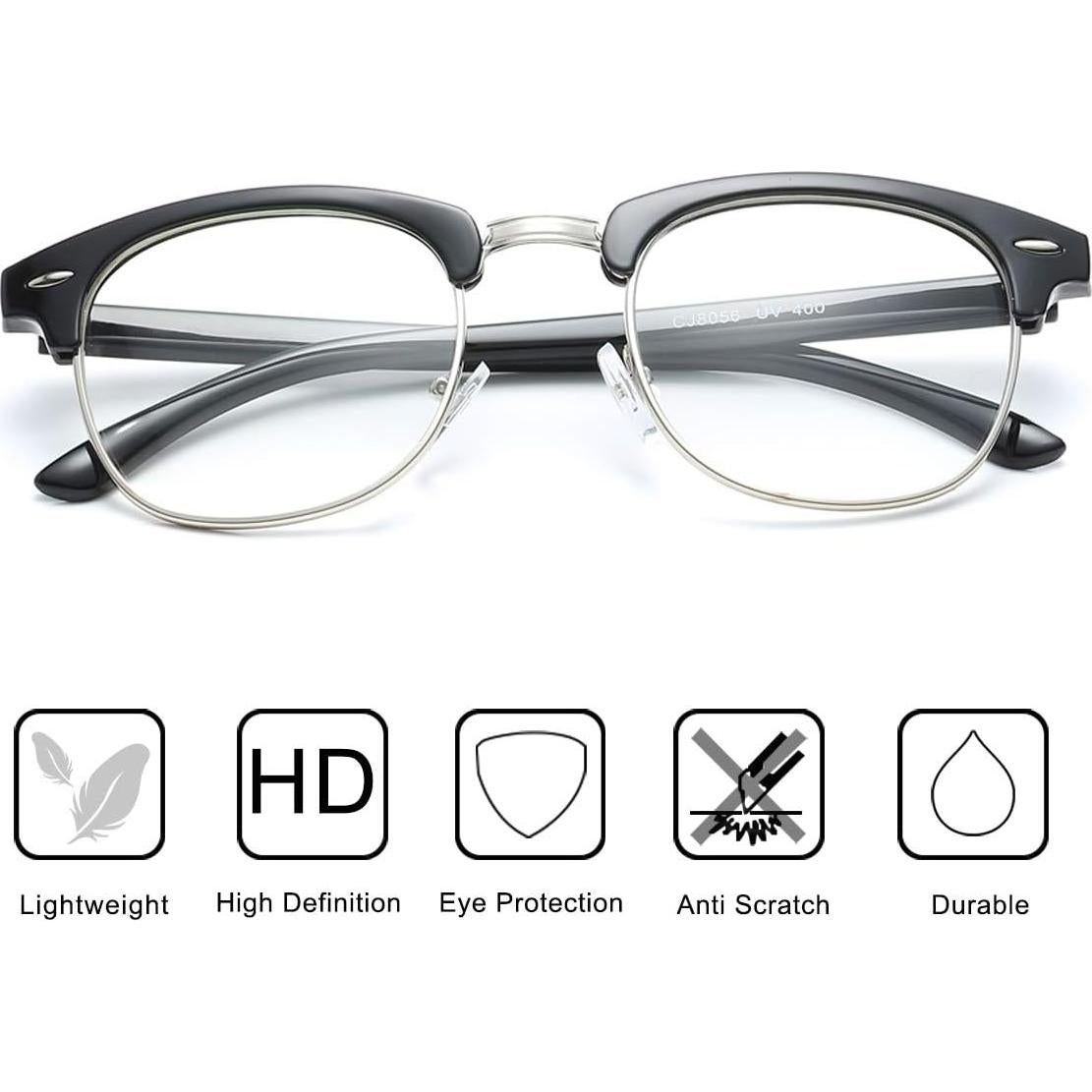 Gafas AISSWZBER Semi-Montura Vintage Lente Claro 50mm