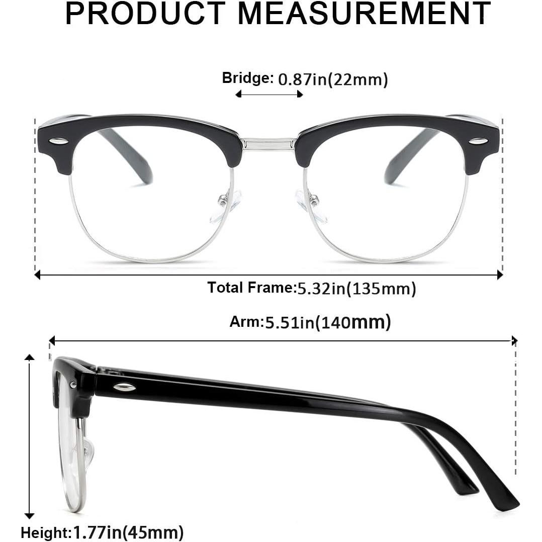 Gafas AISSWZBER Semi-Montura Vintage Lente Claro 50mm