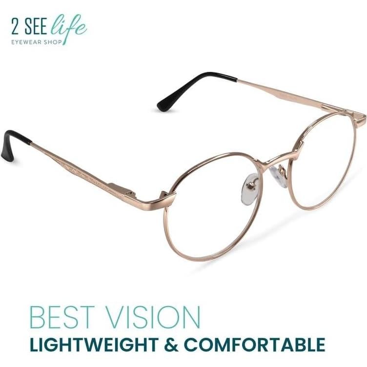 Gafas de lectura 2SeeLife doradas 1.25x estilo vintage