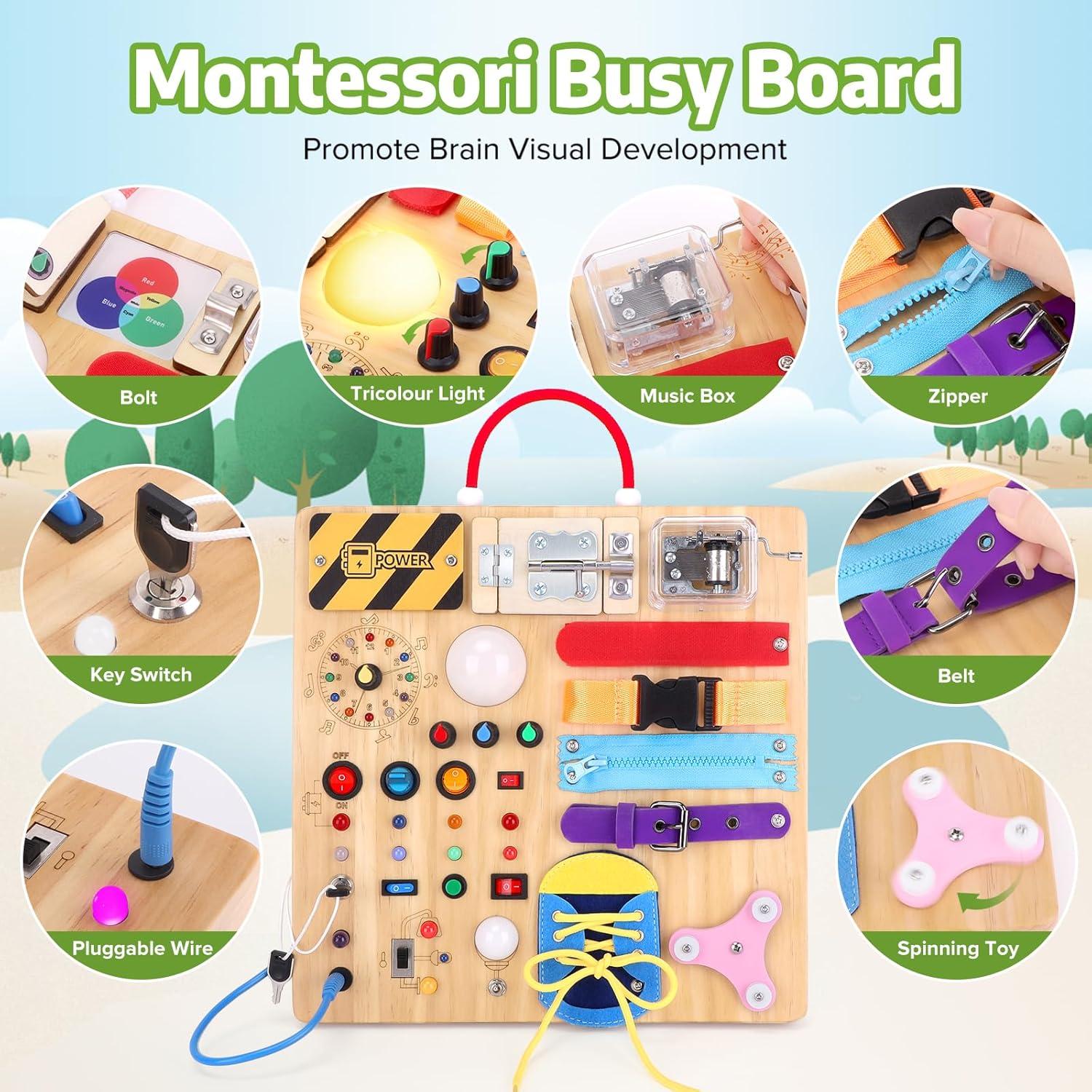 Tablero Ocupado Montessori Hoarosall 23 en 1 para Niños 1-3 Años