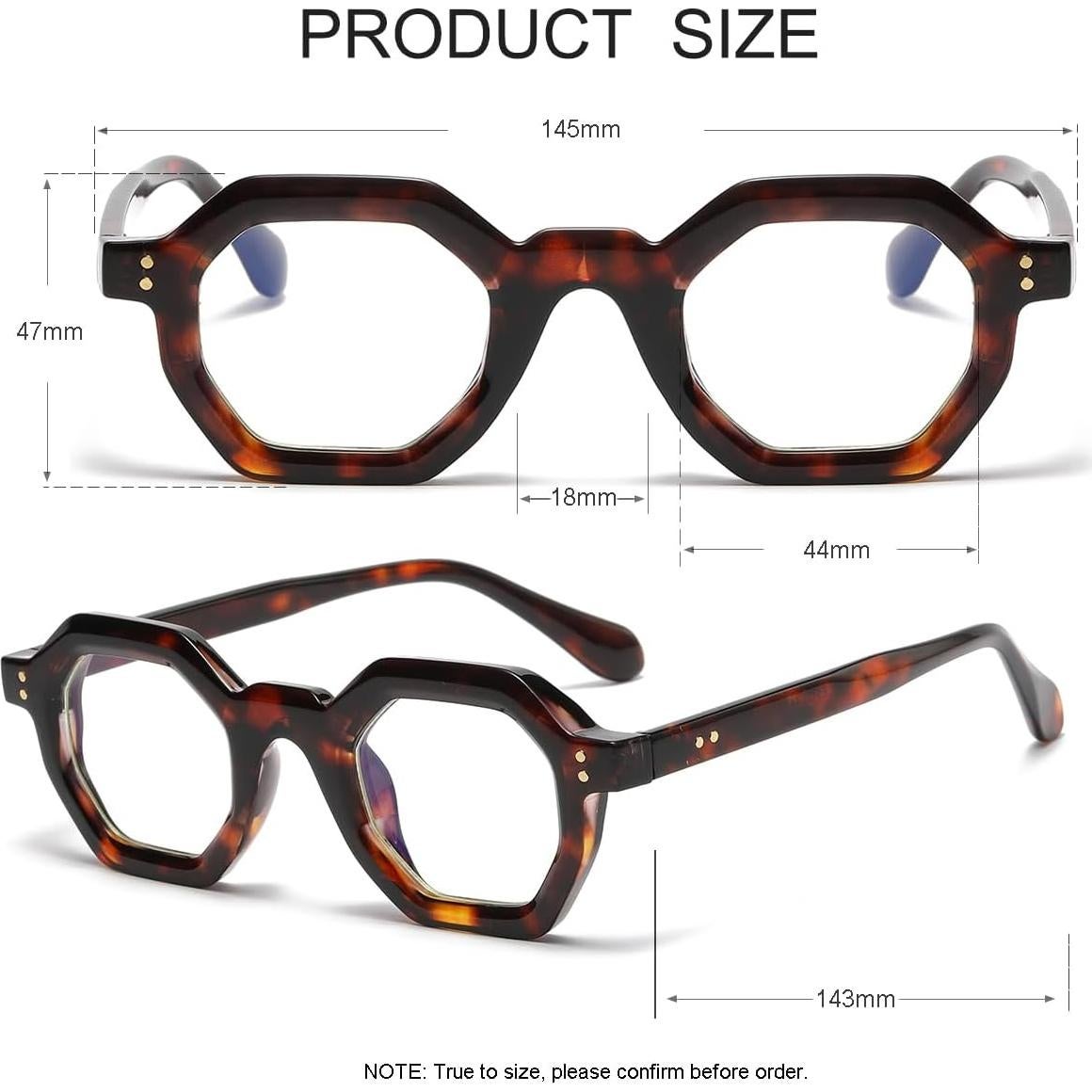 Gafas Retro JOVAKIT Octagon Unisex Lentes Anti Luz Azul