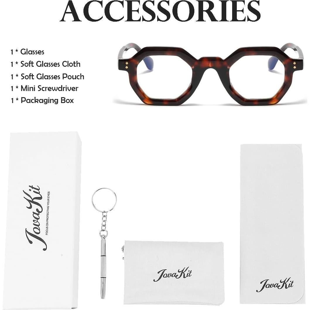Gafas Retro JOVAKIT Octagon Unisex Lentes Anti Luz Azul