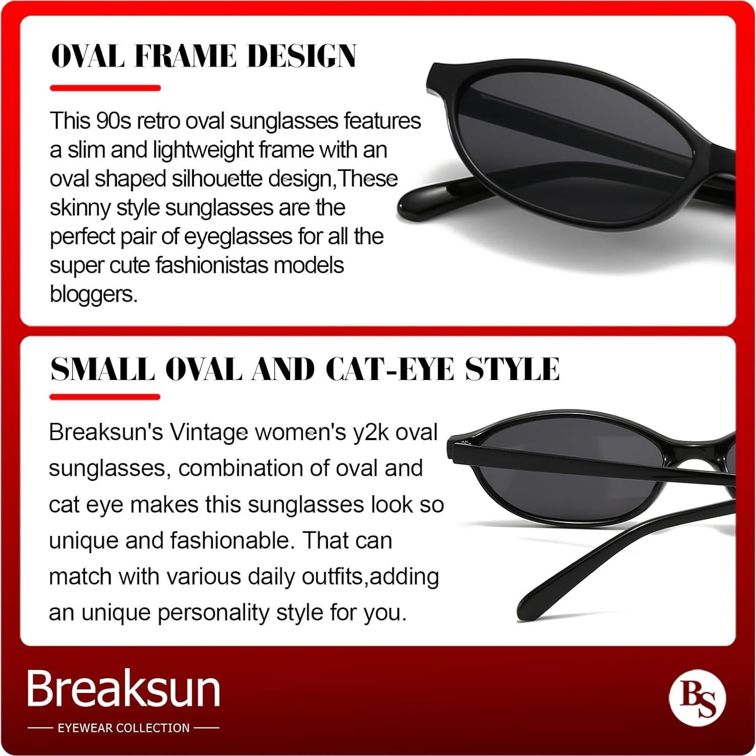 Gafas de sol ovaladas Breaksun B73 UV400 para mujeres