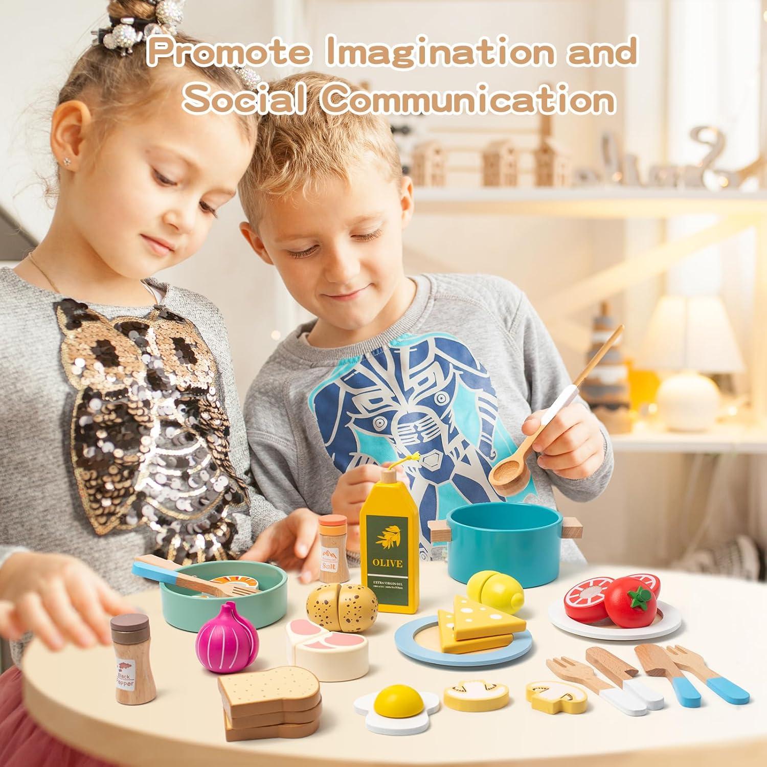 Juego de Cocina de Madera 27 Piezas Smartwo para Niños