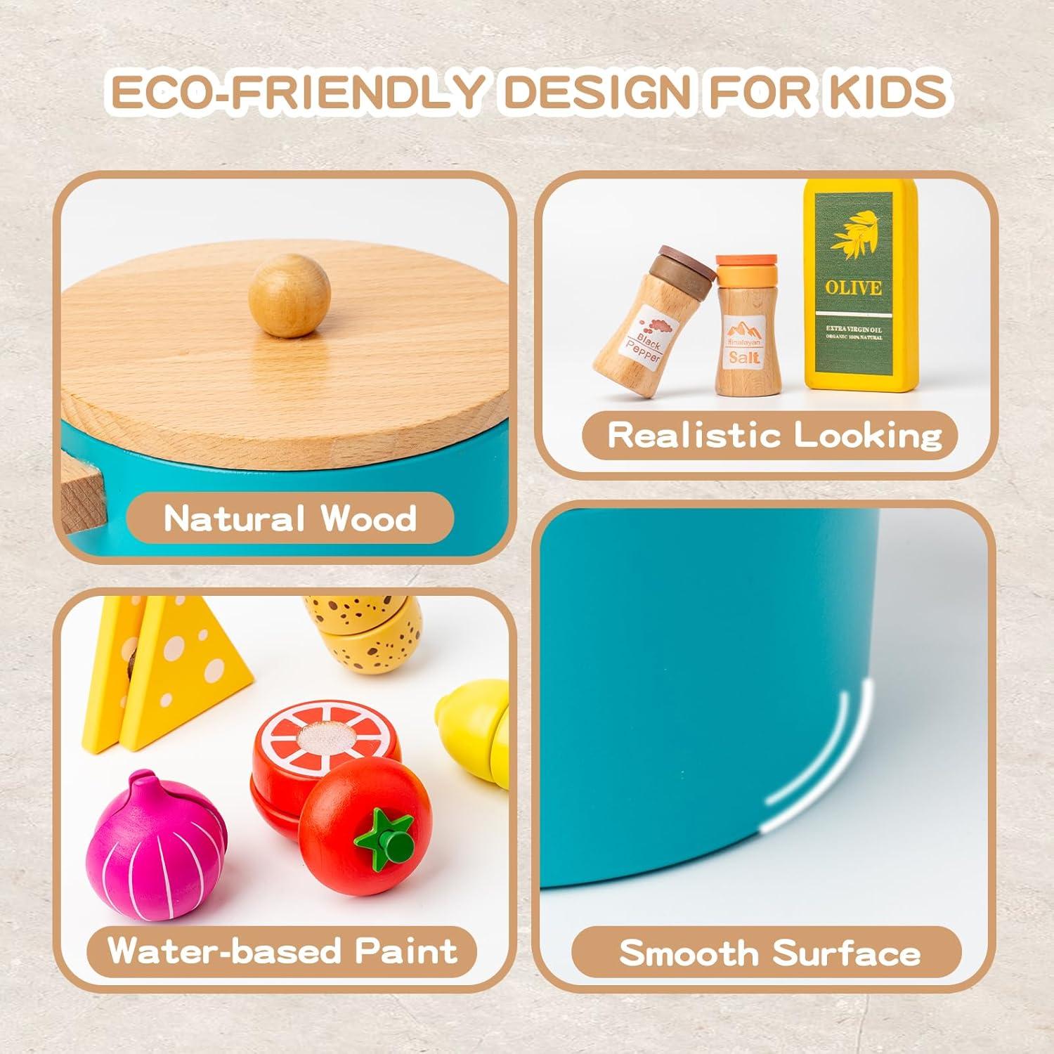 Juego de Cocina de Madera 27 Piezas Smartwo para Niños