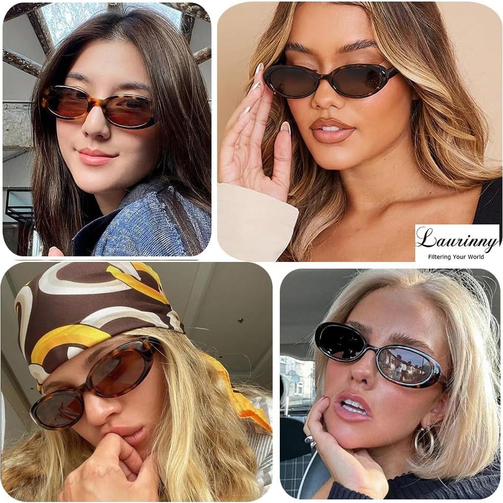 Gafas de sol ovaladas retro Laurinny UV400 unisex leopardo