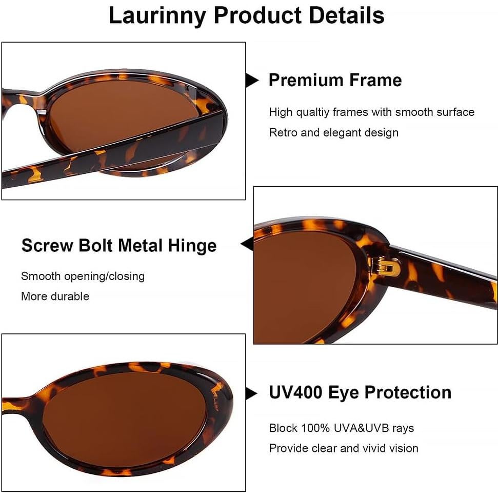 Gafas de sol ovaladas retro Laurinny UV400 unisex leopardo