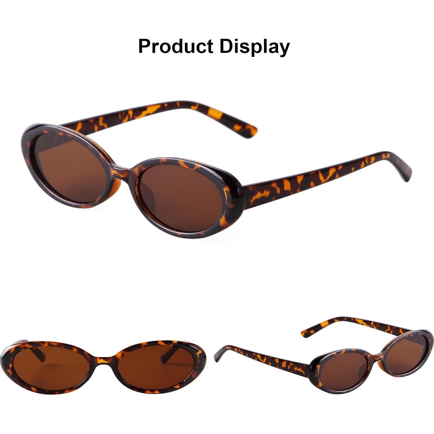Gafas de sol ovaladas retro Laurinny UV400 unisex leopardo
