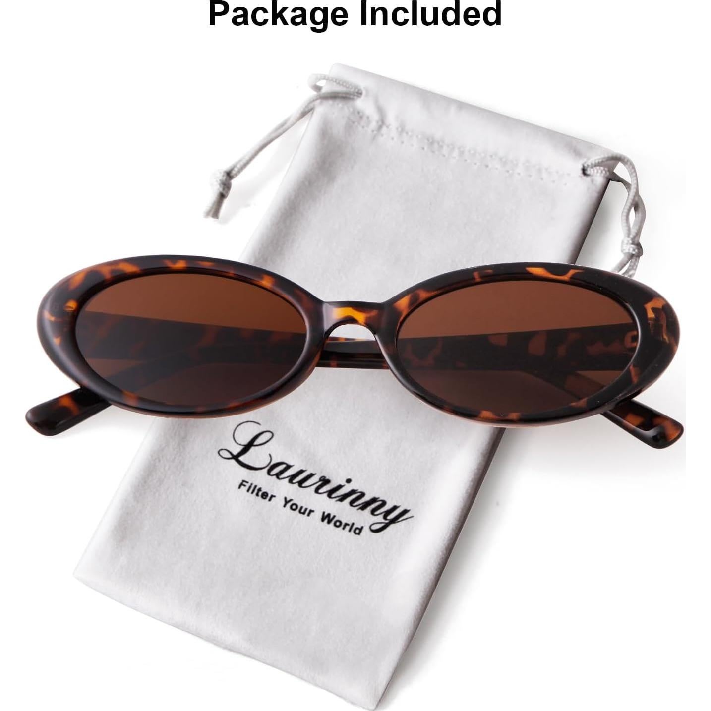 Gafas de sol ovaladas retro Laurinny UV400 unisex leopardo