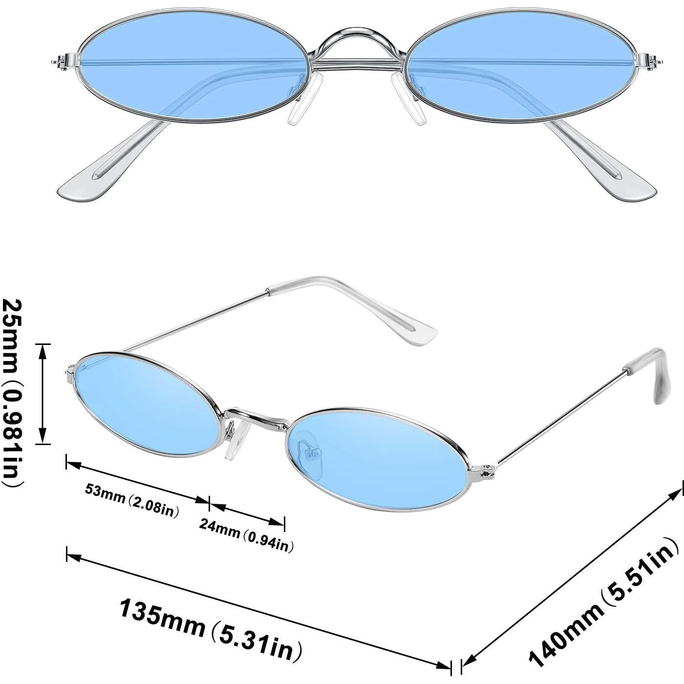 Gafas de sol ovaladas vintage 3 piezas metalizadas