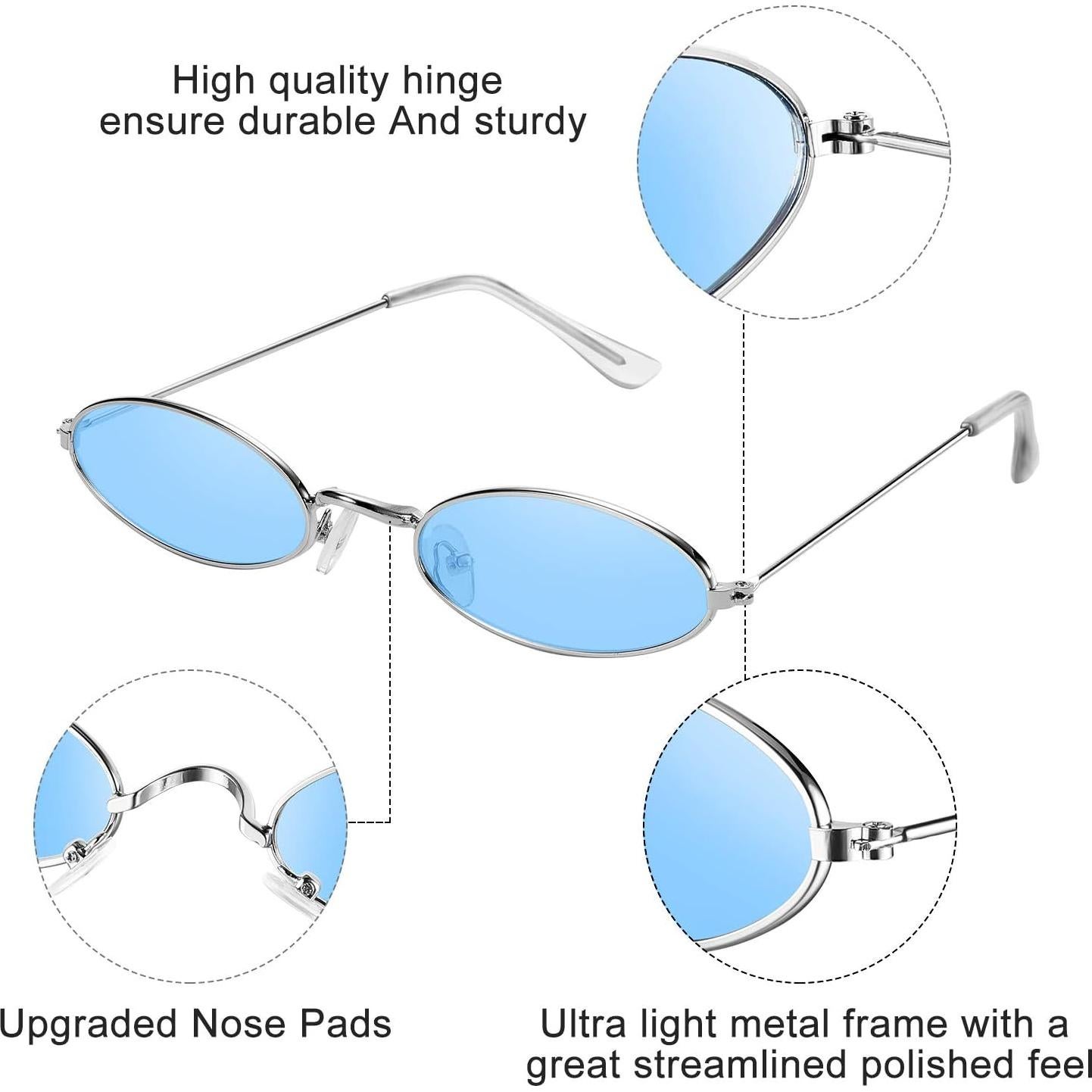 Gafas de sol ovaladas vintage 3 piezas metalizadas