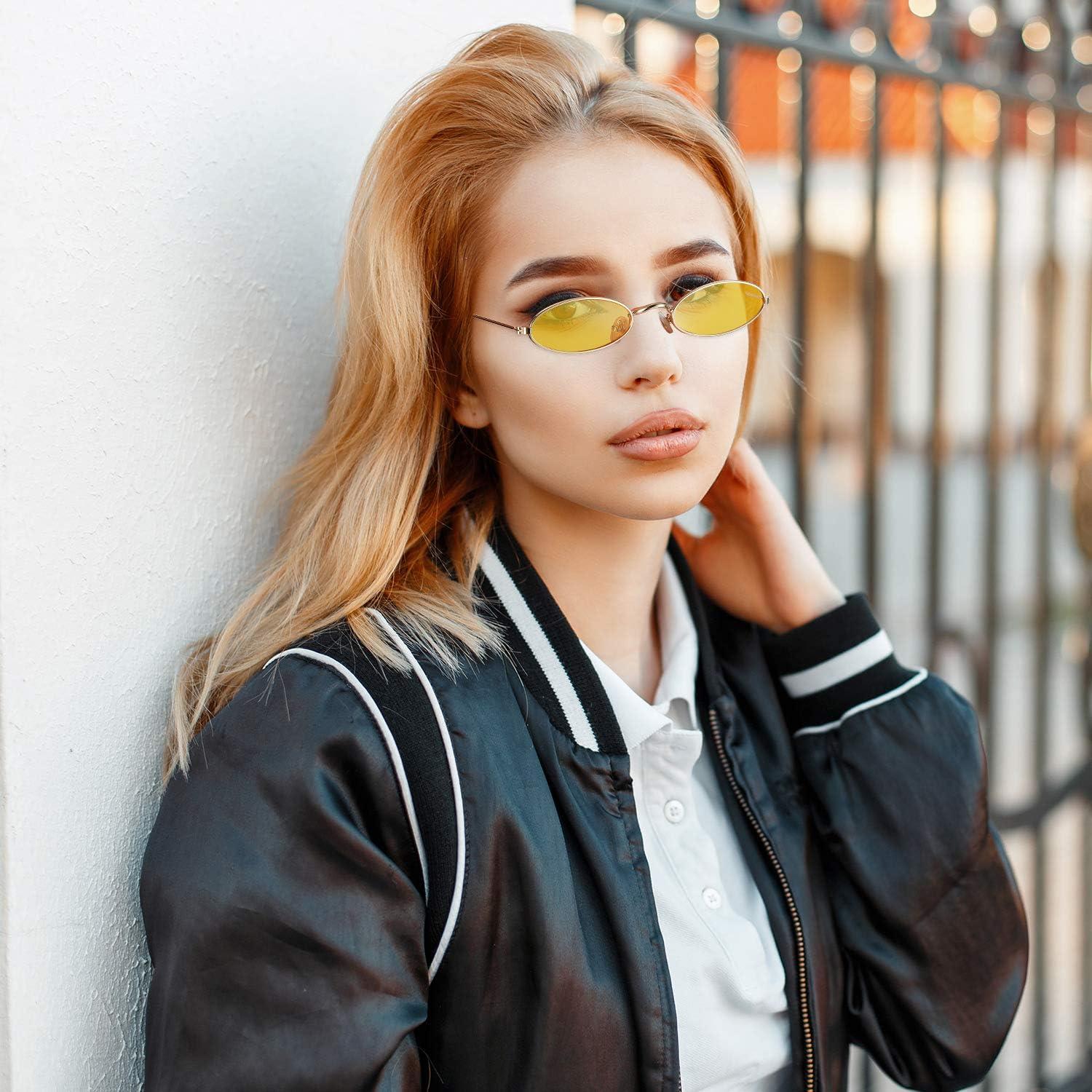 Gafas de sol ovaladas vintage 3 piezas metalizadas