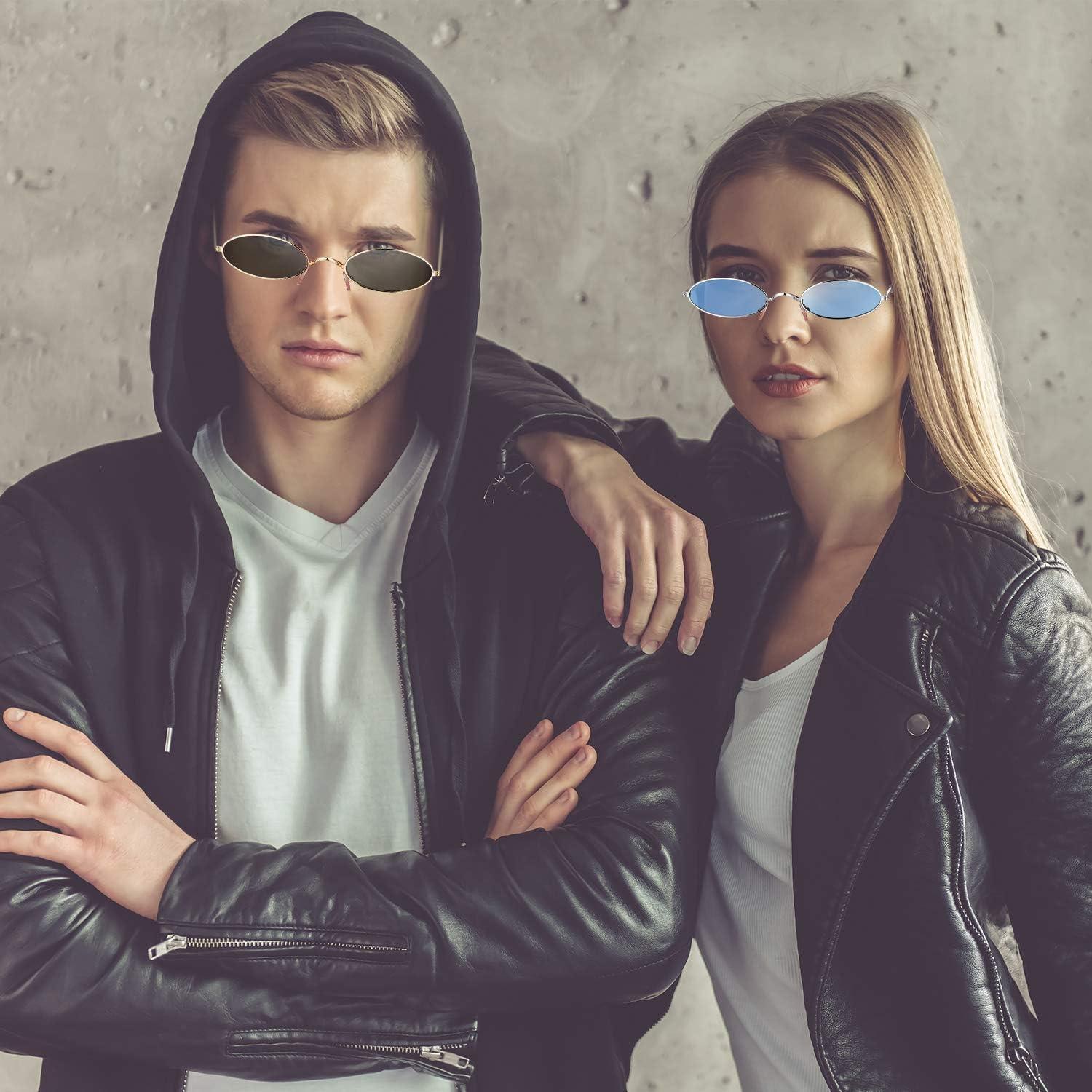 Gafas de sol ovaladas vintage 3 piezas metalizadas