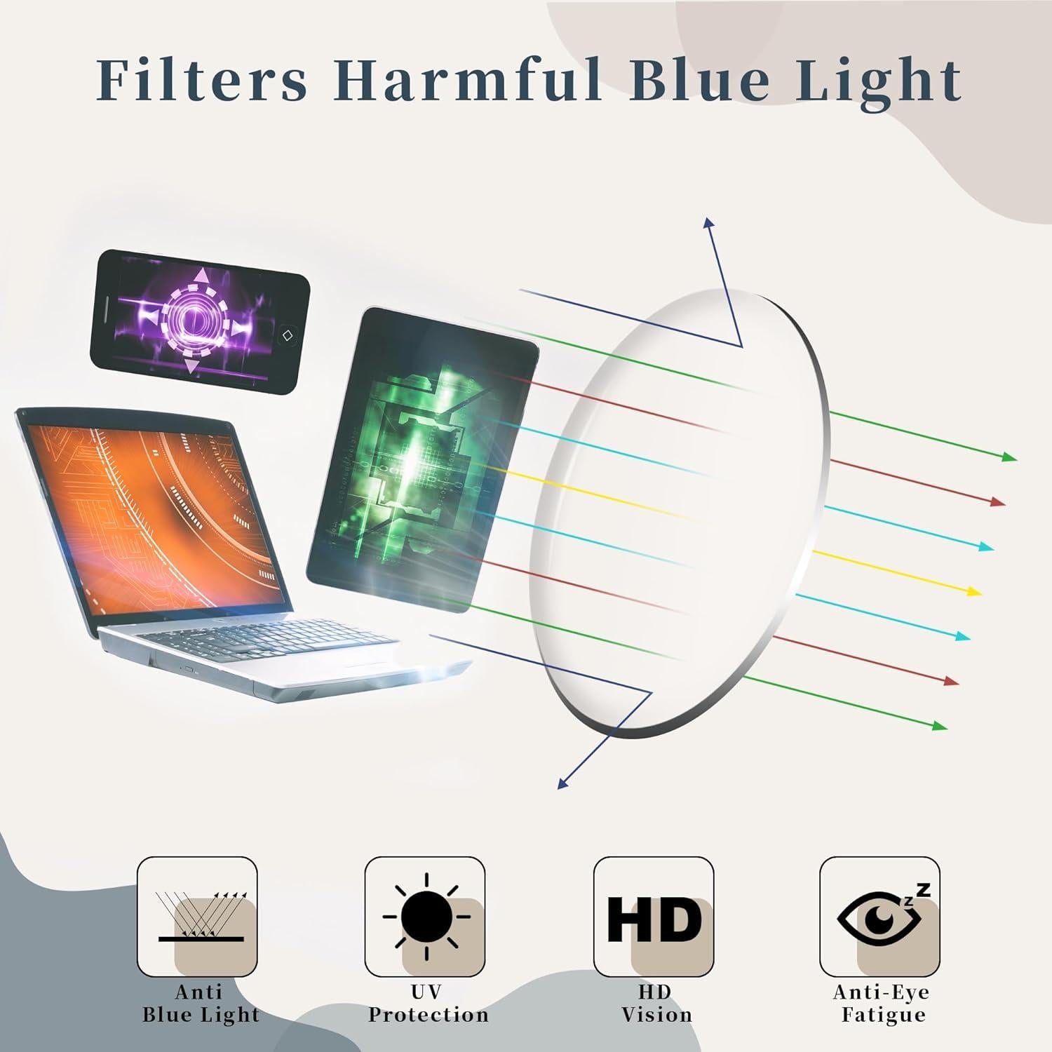 Gafas de Luz Azul Retro FEISEDY para Mujeres 53mm Beige