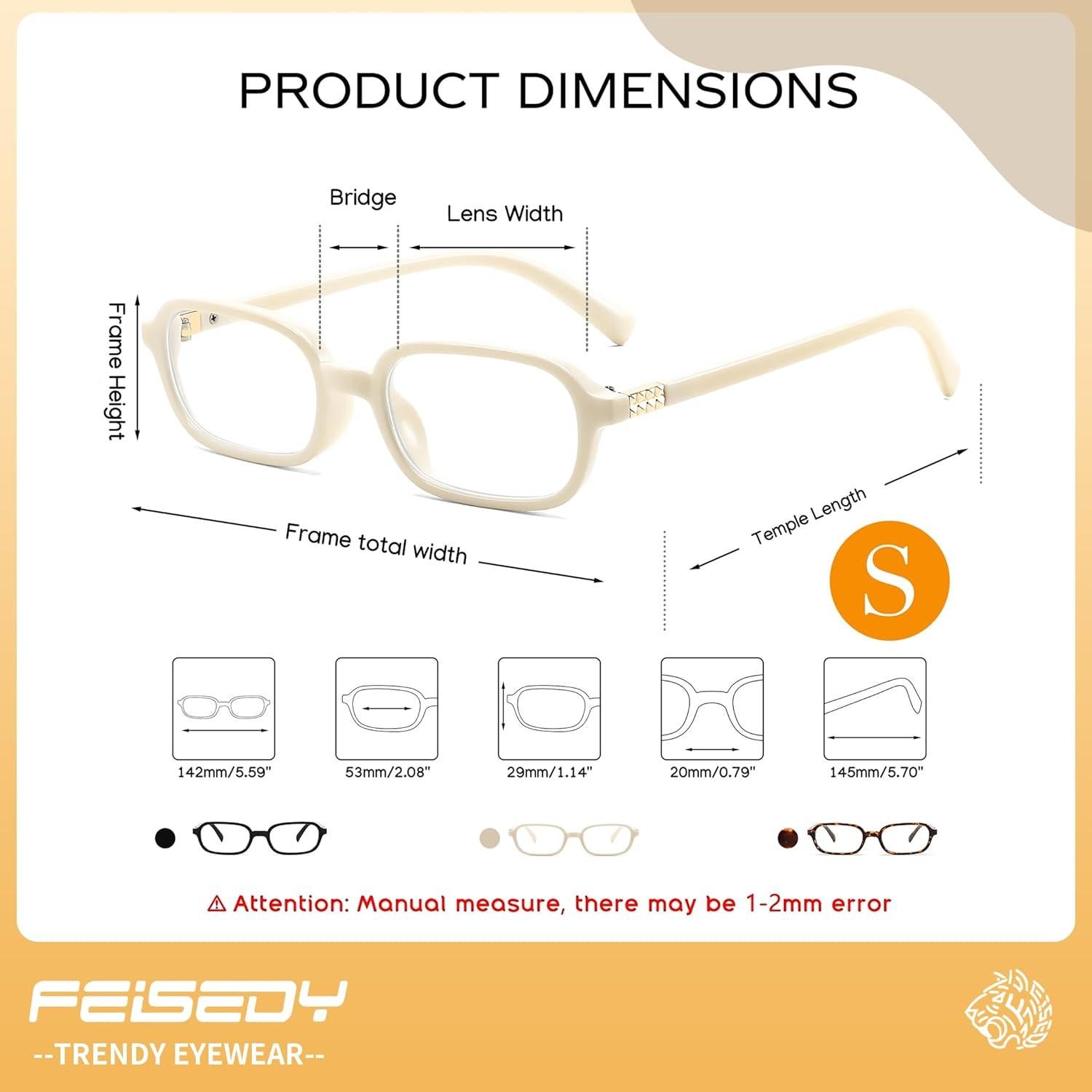 Gafas de Luz Azul Retro FEISEDY para Mujeres 53mm Beige