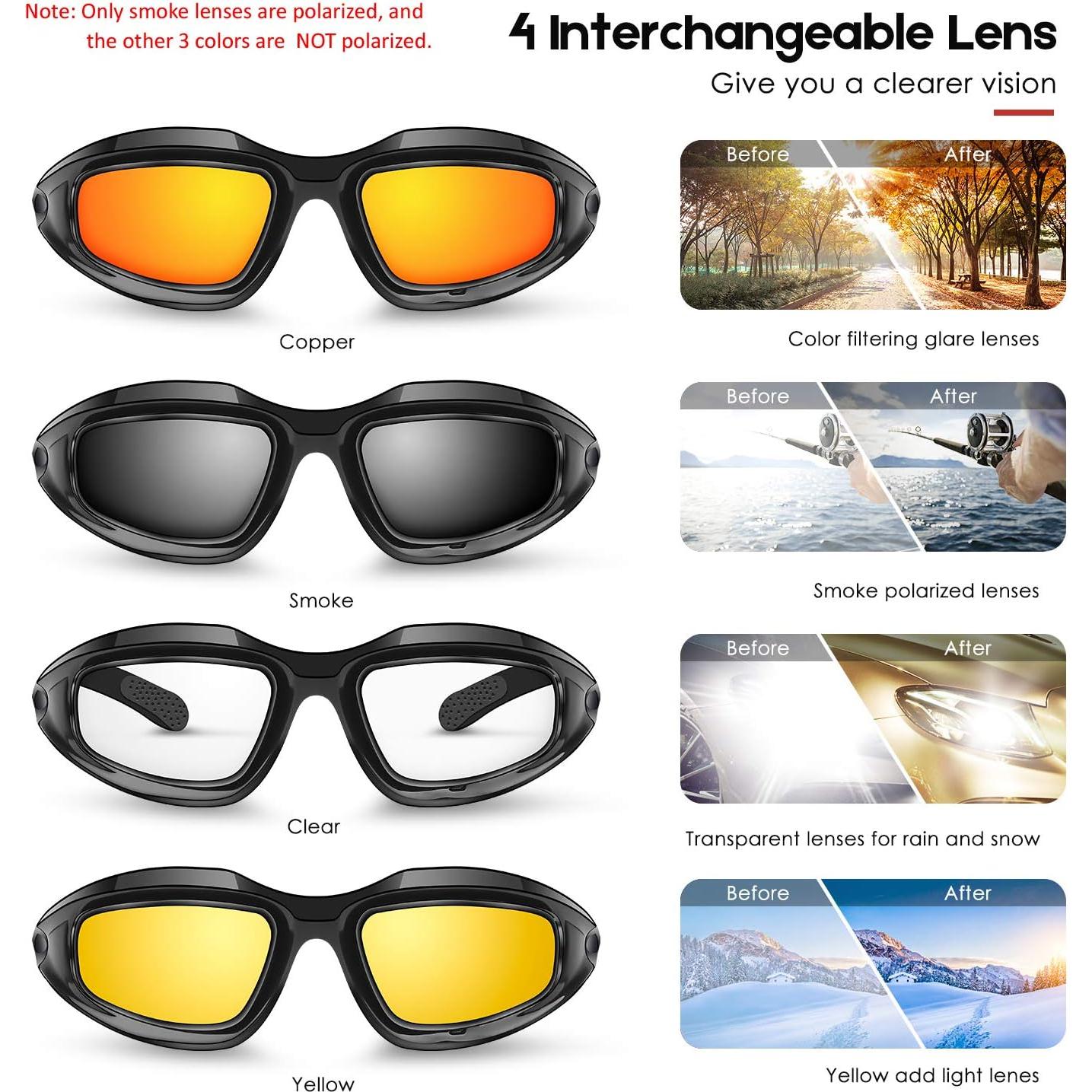 Gafas de Motocicleta BELINOUS Polarizadas con 4 Lentes