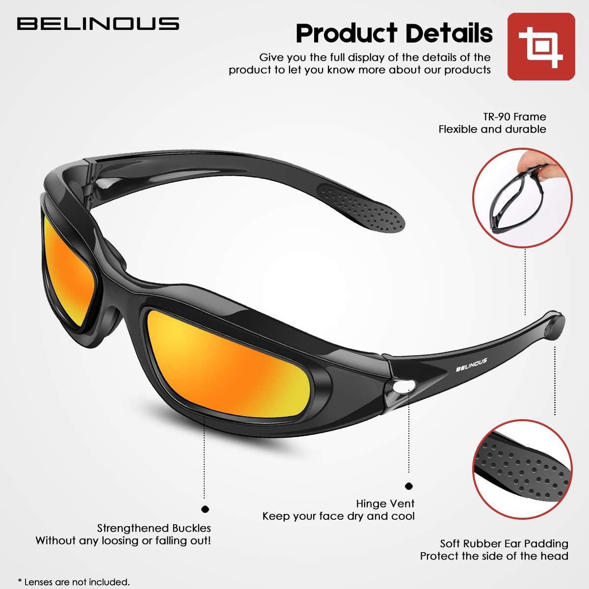 Gafas de Motocicleta BELINOUS Polarizadas con 4 Lentes