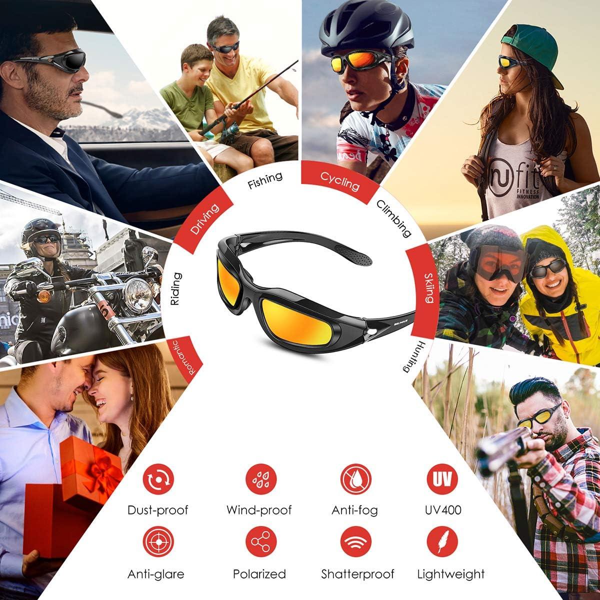 Gafas de Motocicleta BELINOUS Polarizadas con 4 Lentes