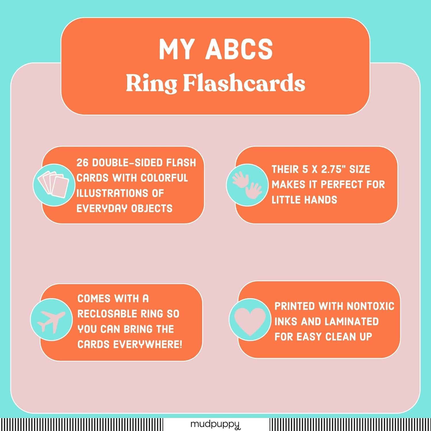 Tarjetas de Flash Mudpuppy ABCs - 26 Tarjetas Doble Cara para Niños