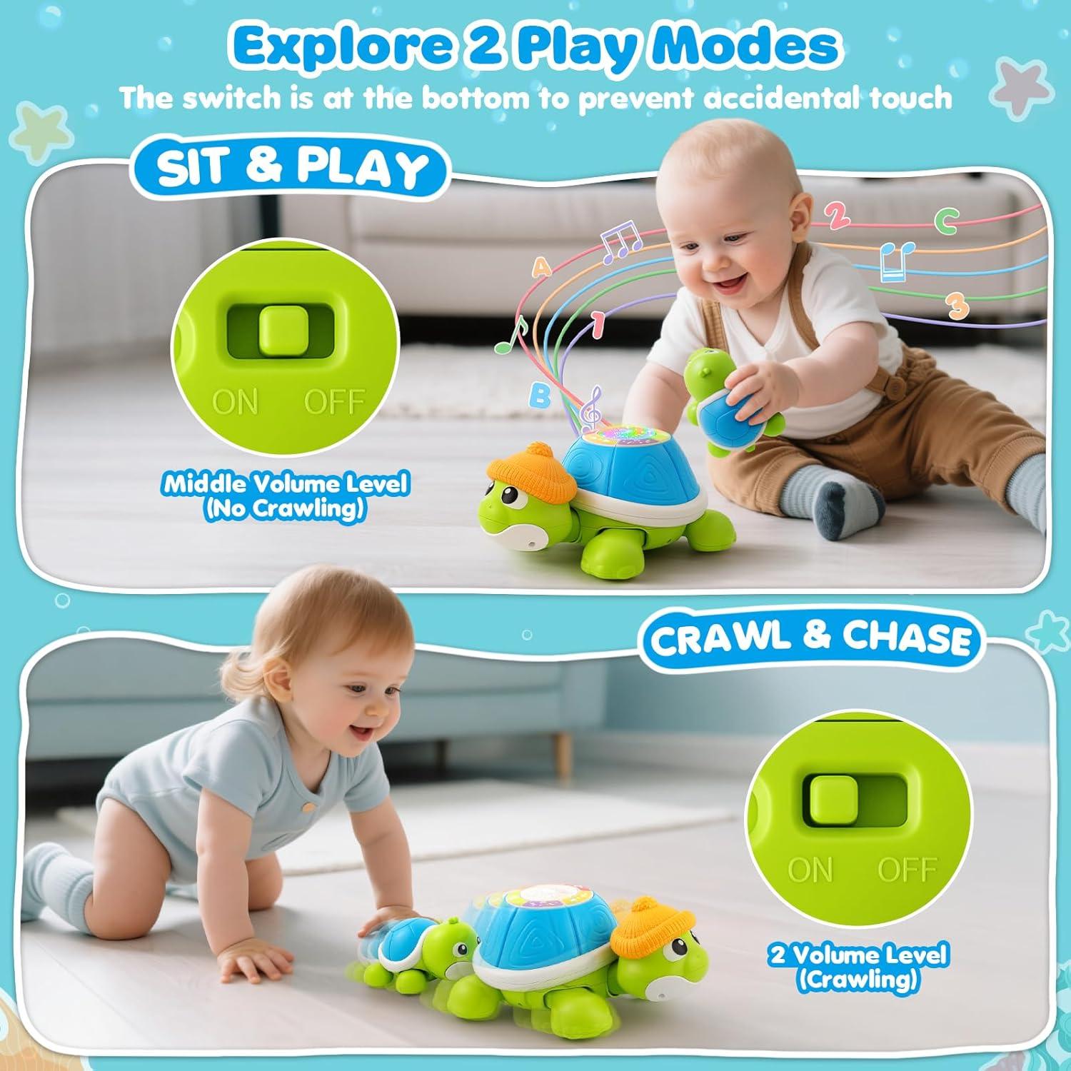 Juguete Musical de Tortuga para Gatear Baysing 6-12 Meses