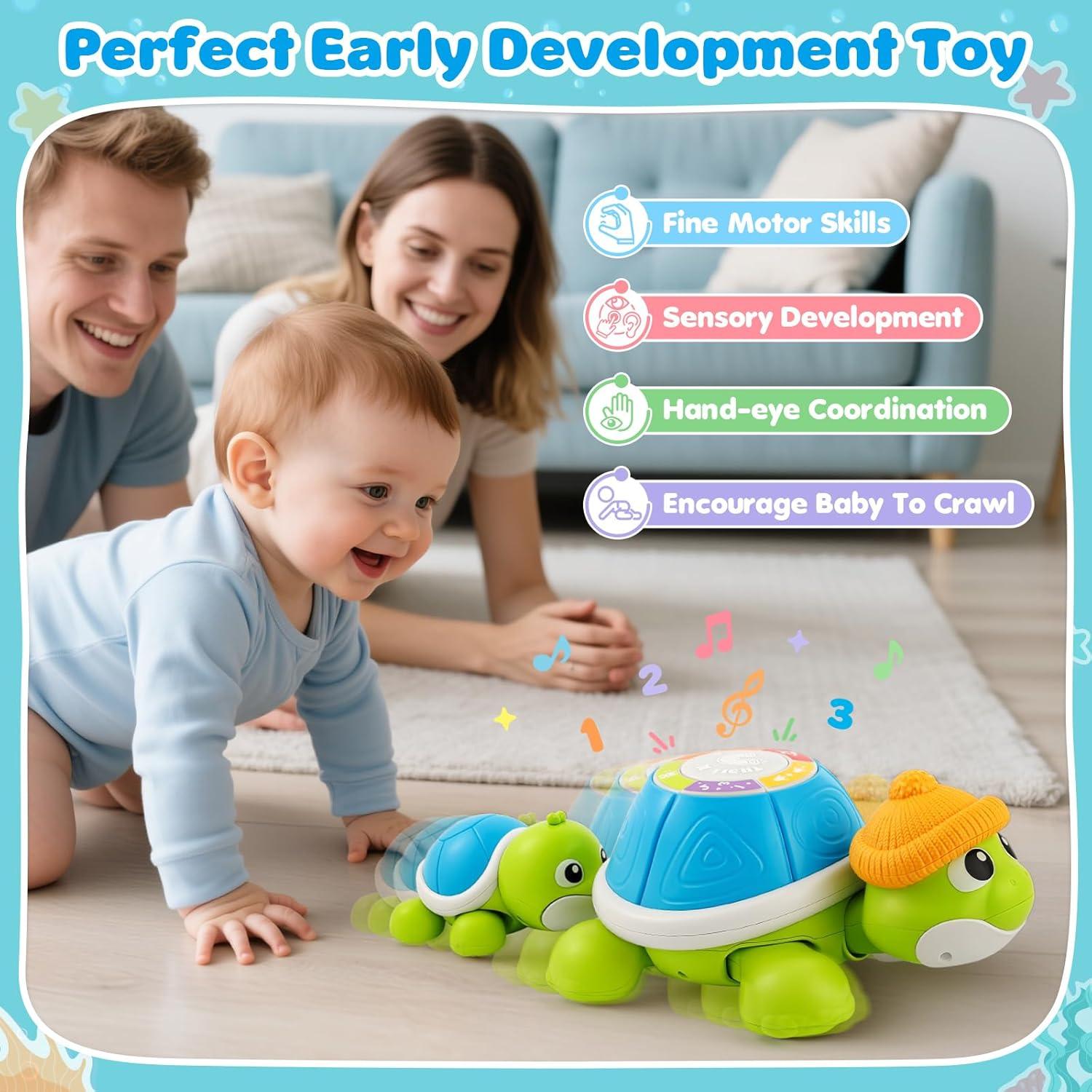 Juguete Musical de Tortuga para Gatear Baysing 6-12 Meses