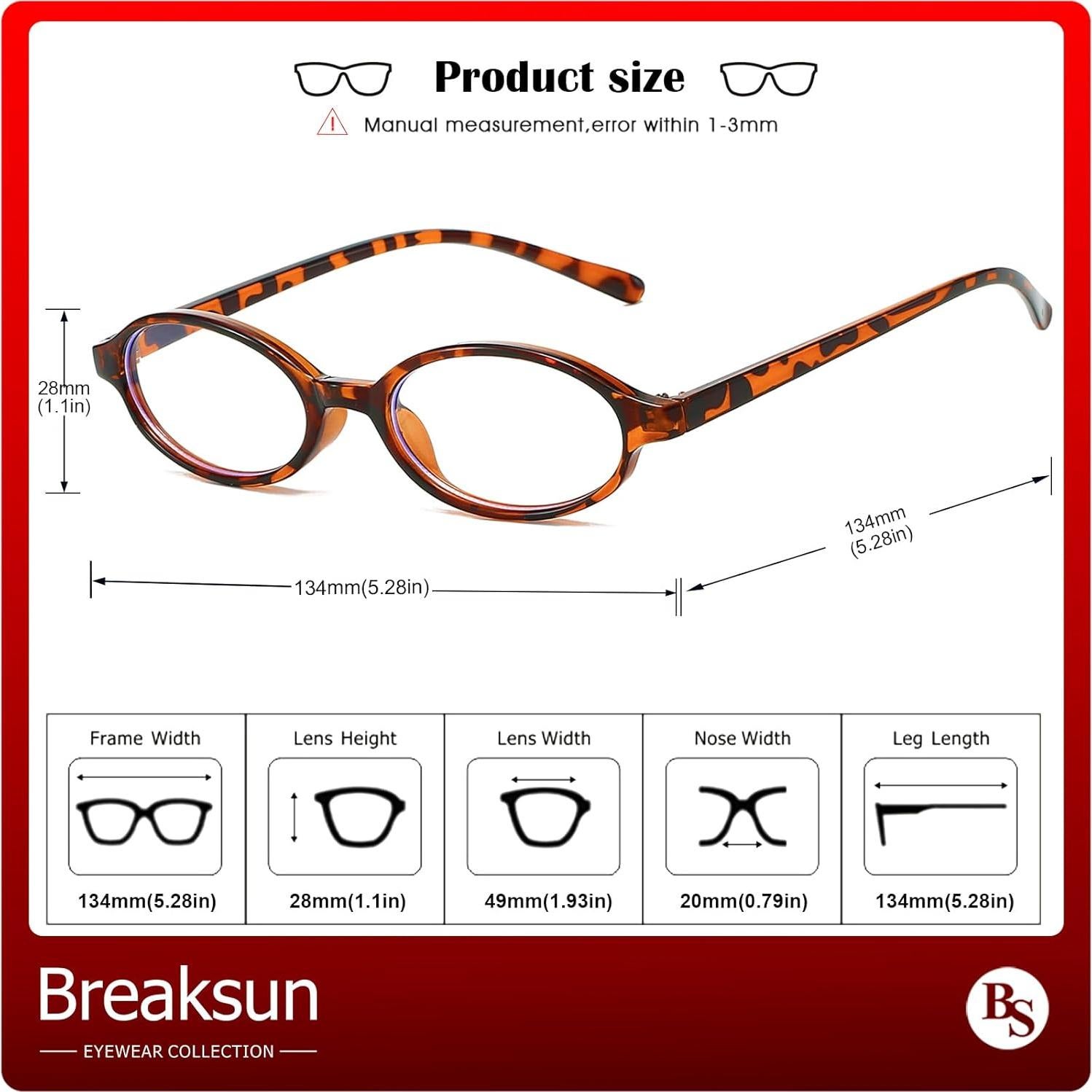 Gafas Ovaladas Retro Breaksun para Luz Azul 48mm Tortuga
