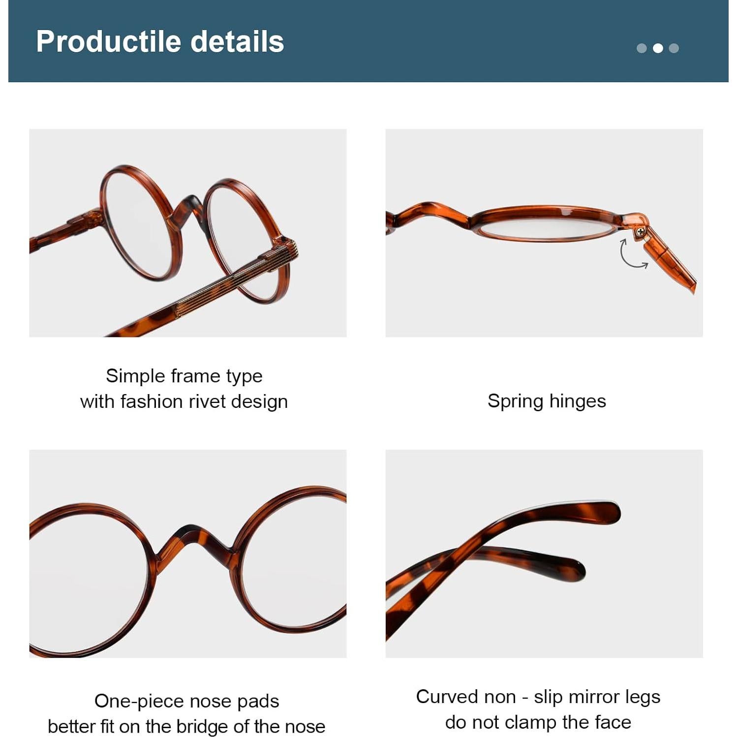 Gafas de lectura redondas BLUELESS vintage Carey marrón