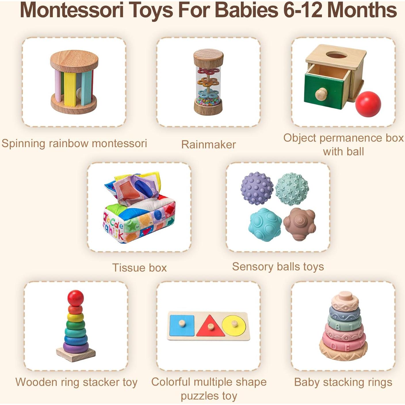 Juguetes Montessori Teekdeer 8 en 1 para Bebés 6-18 Meses