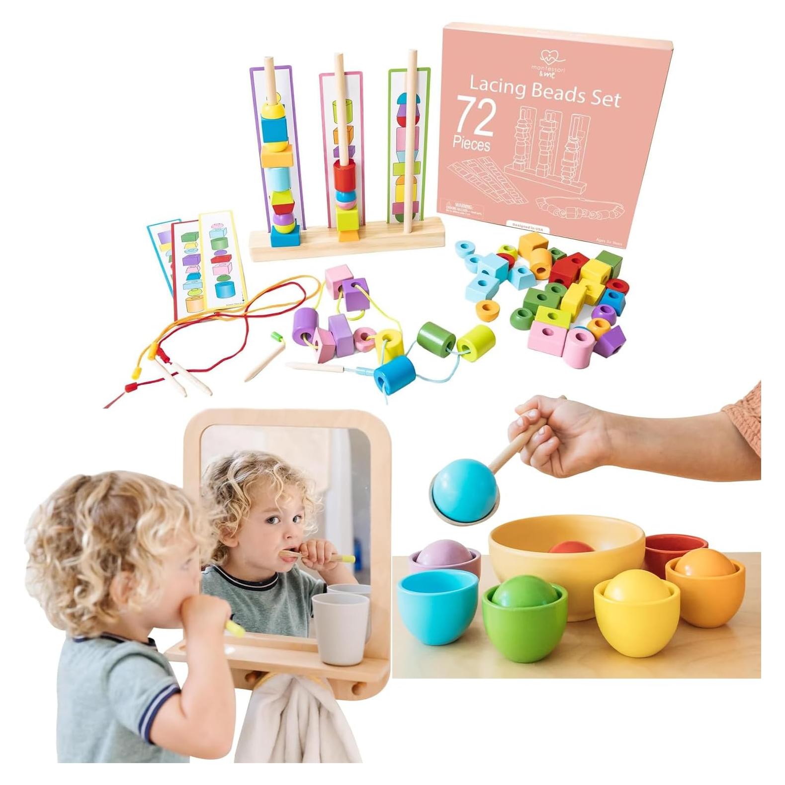 Paquete Montessori para Niños - Estación de Autocuidado y Juegos