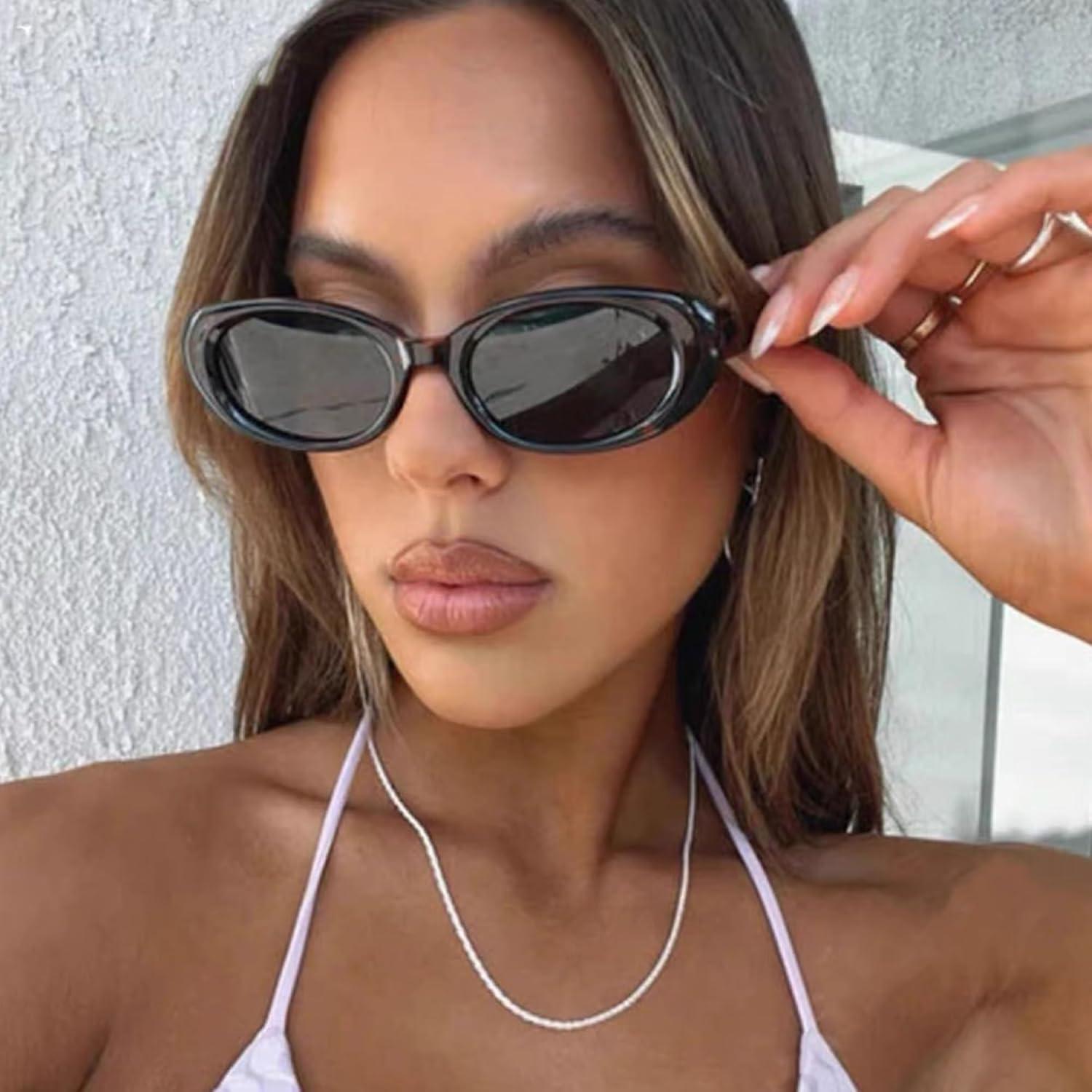 Gafas de sol ovaladas Onrtry UV400 unisex vintage 90s