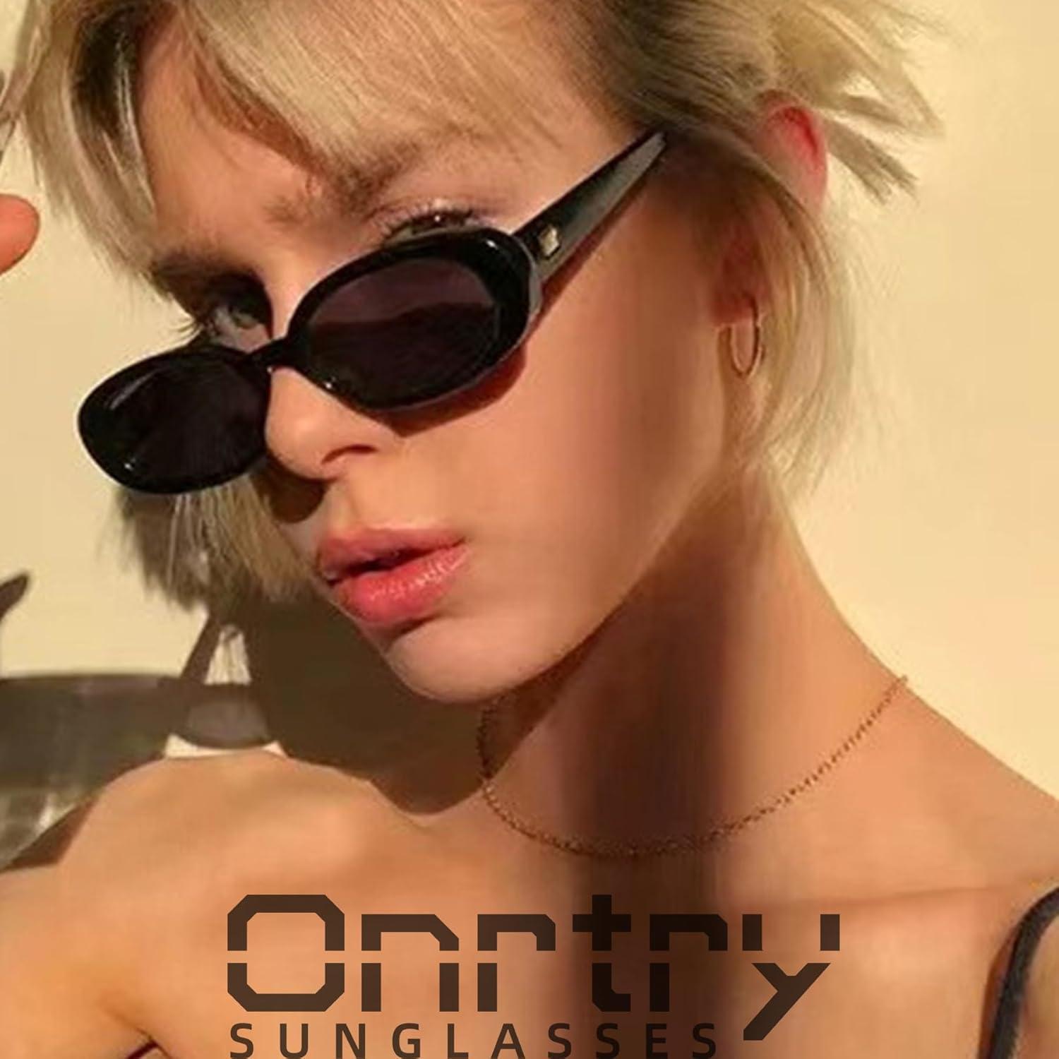 Gafas de sol ovaladas Onrtry UV400 unisex vintage 90s