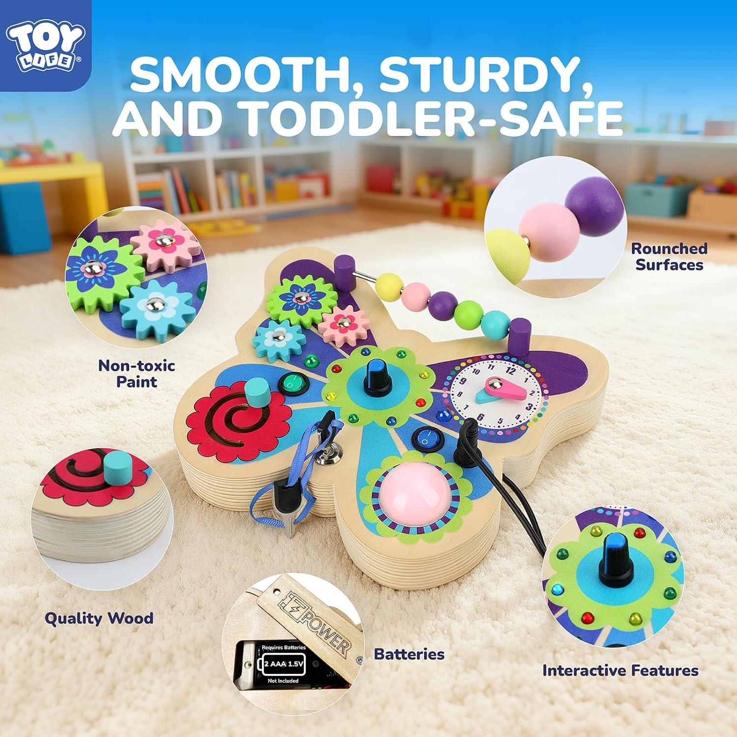 Tablero Sensorial de Madera Mariposa TOY Life para Niños 1+