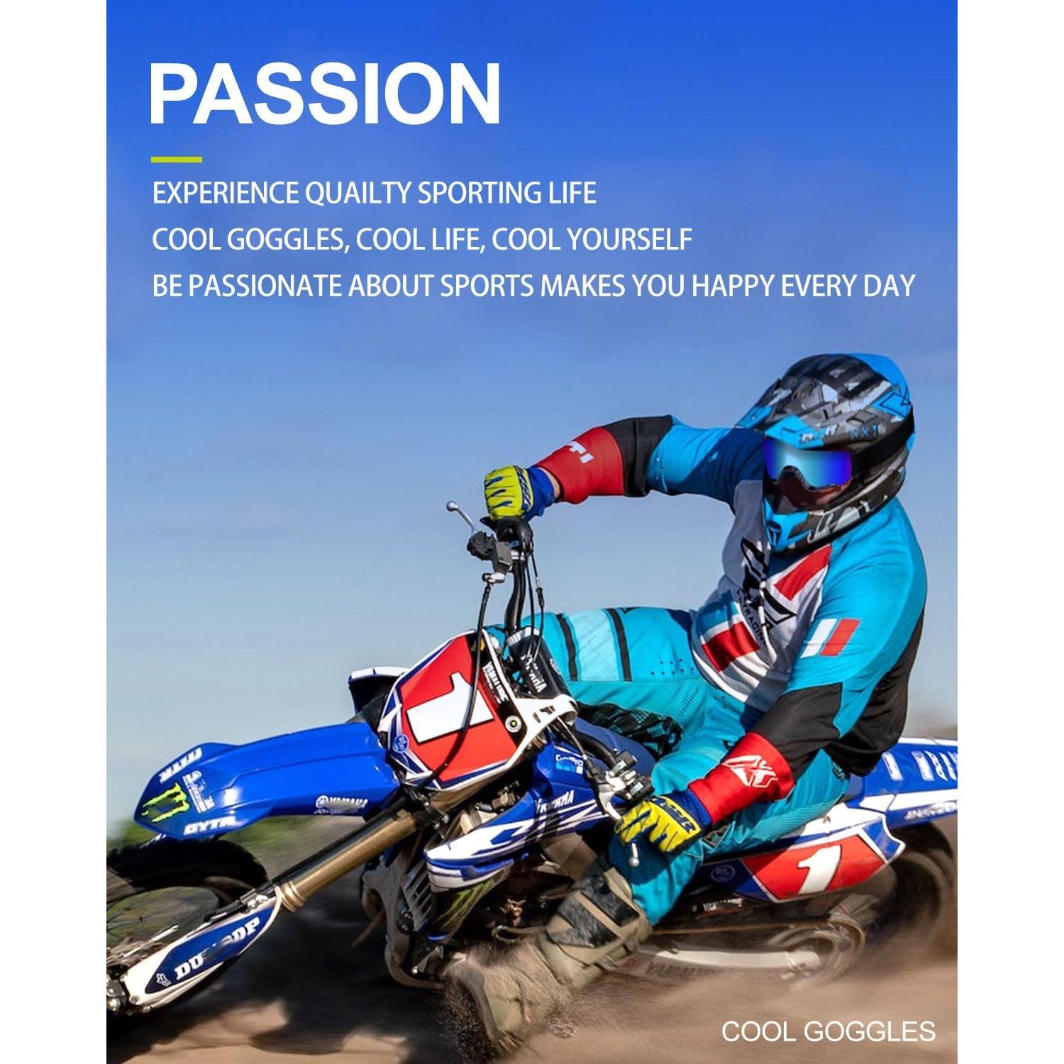 Gafas de Motocross ABTONG 2 Pack UV400 A prueba de viento