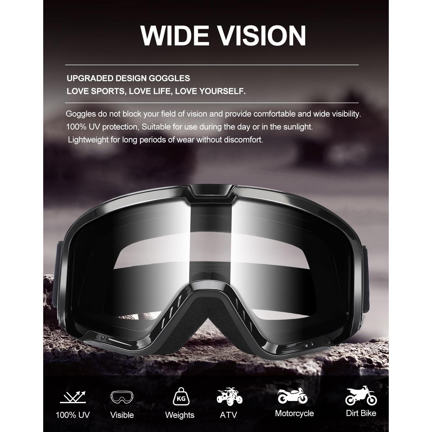 Gafas de Motocross ABTONG 2 Pack UV400 A prueba de viento