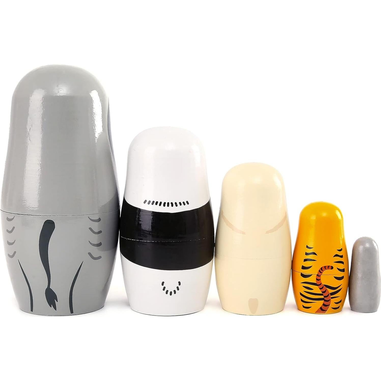 Muñecas Rusas de Madera Moonmo 5 Piezas Elefante Panda