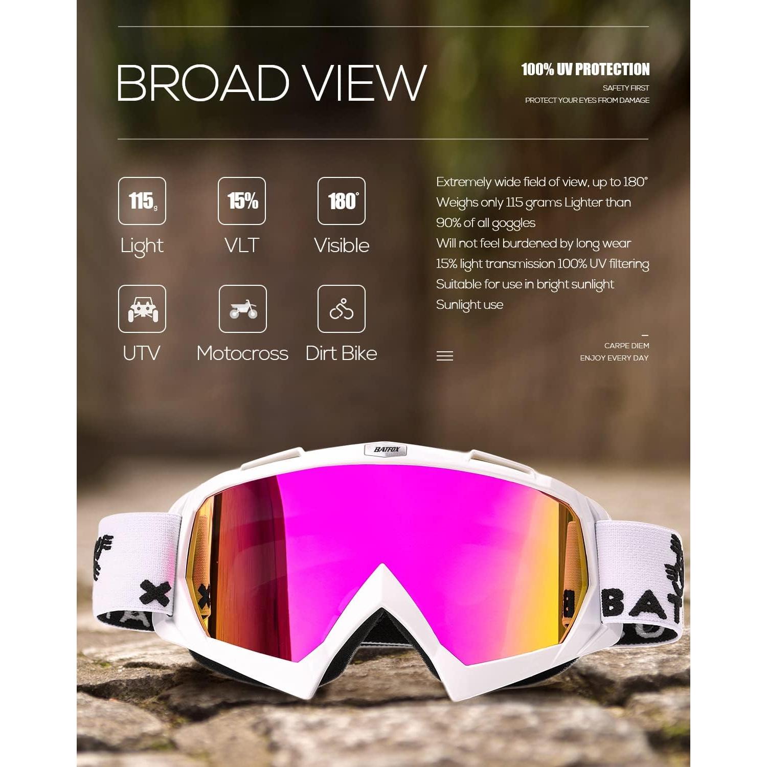 Gafas de Motocross BATFOX 816 UV400 Antideslizantes